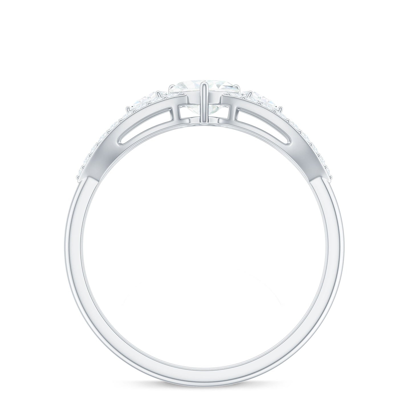 Certified Moissanite Heart Promise Ring with Split Shank