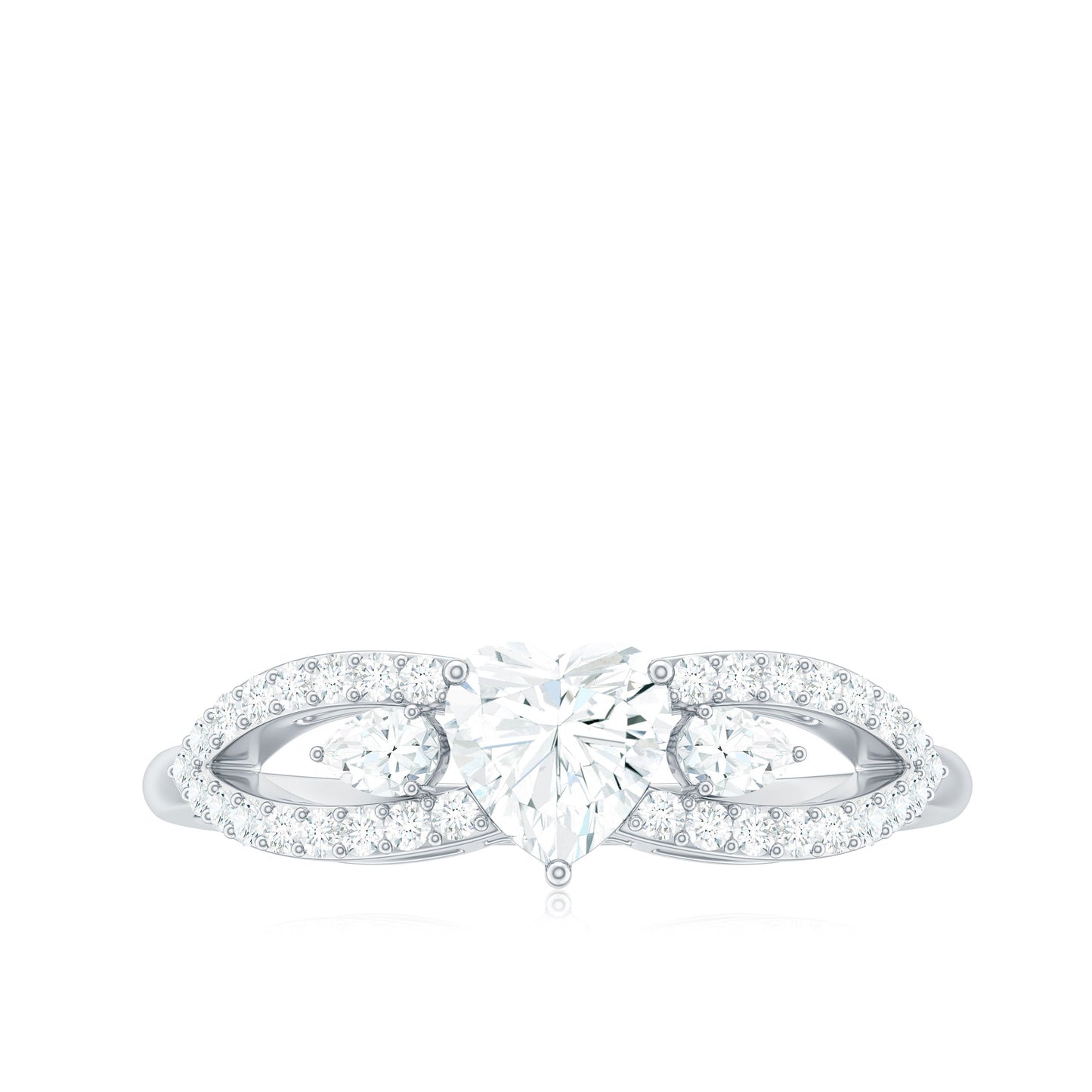 Certified Moissanite Heart Promise Ring with Split Shank