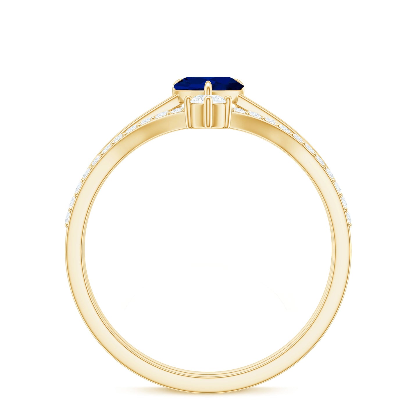 Heart Shape Blue Sapphire Solitaire Wedding Ring Set with Diamond
