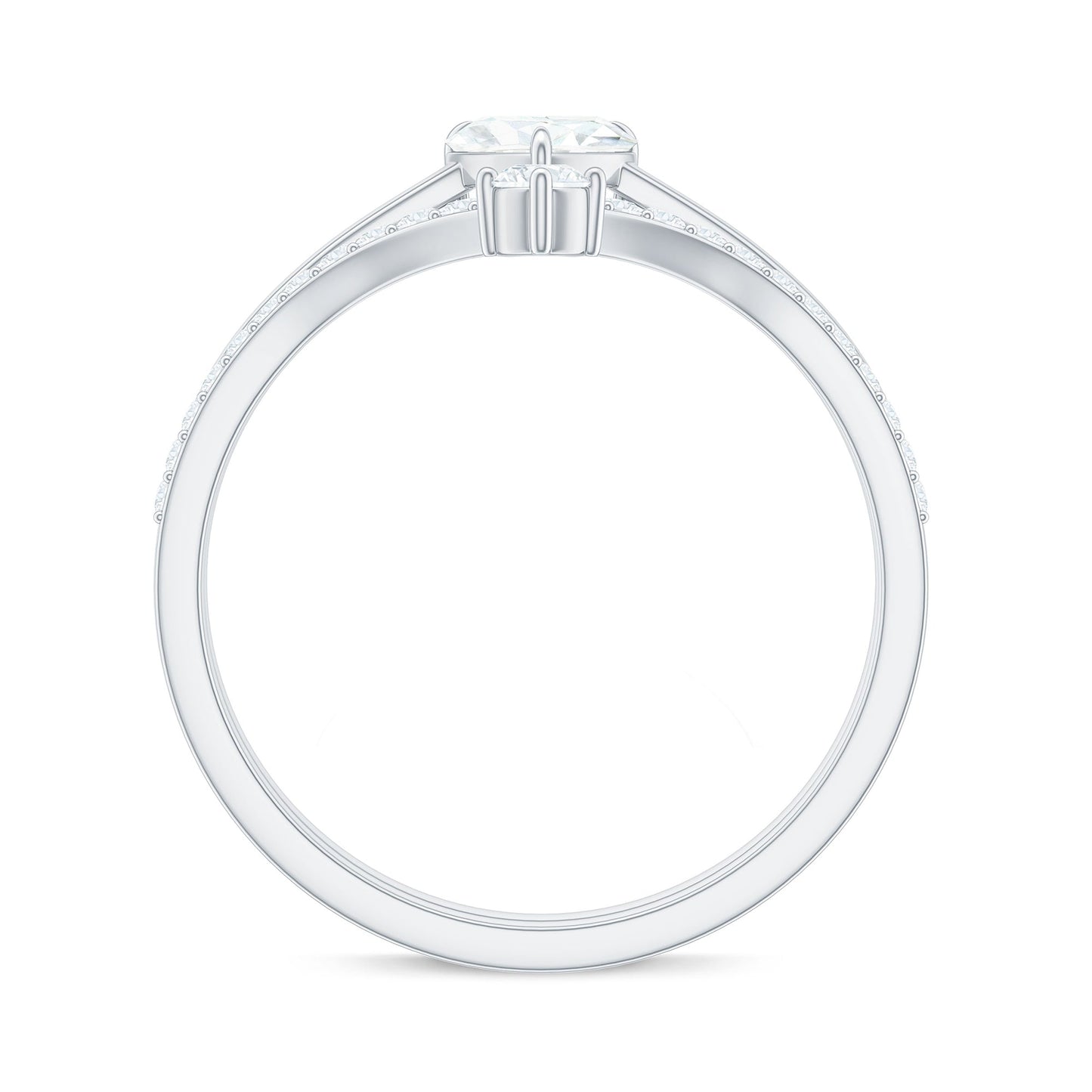 Heart Shape Moissanite Solitaire Engagement Ring with Enhancer