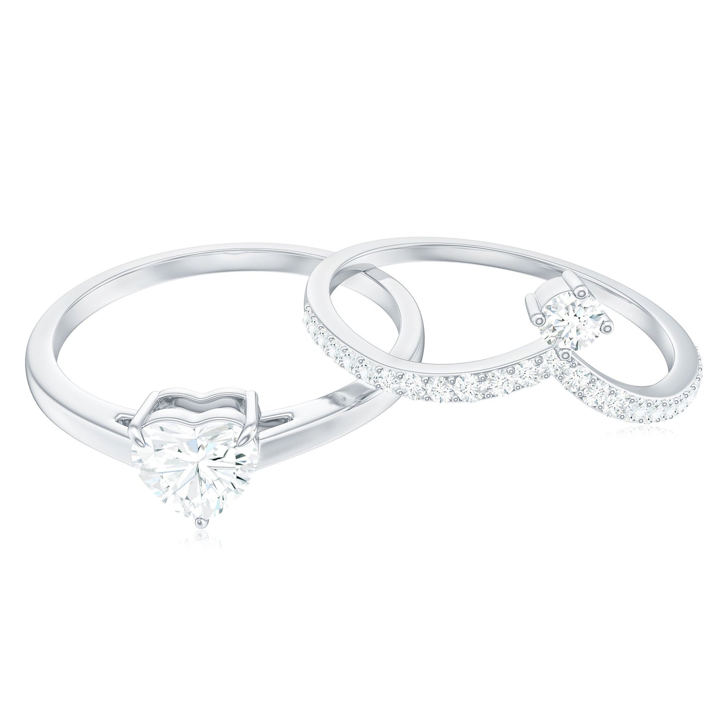 Heart Shape Moissanite Solitaire Engagement Ring with Enhancer