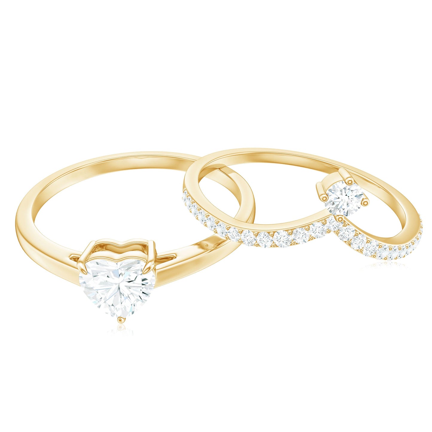 Heart Shape Moissanite Solitaire Engagement Ring with Enhancer