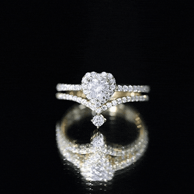 Certified Moissanite Heart Wedding Ring Set for Women