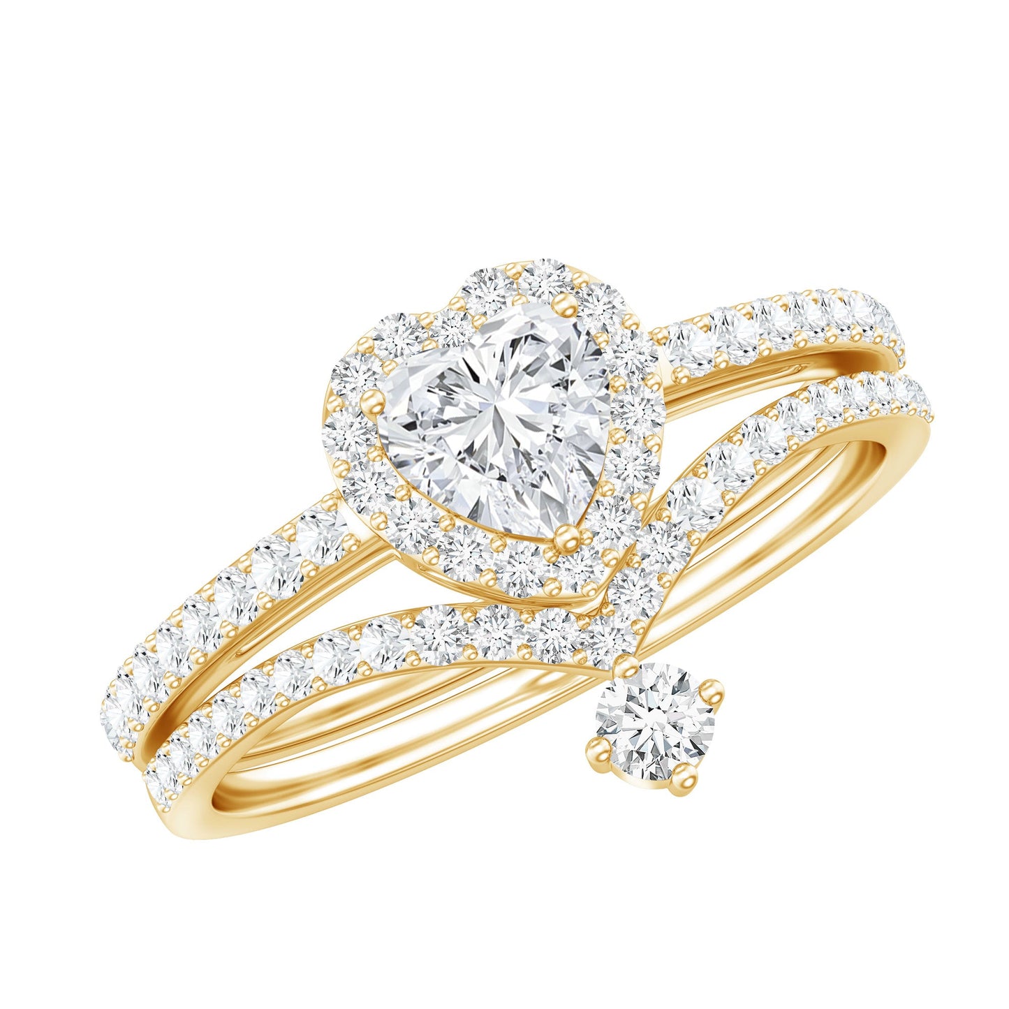 Certified Moissanite Heart Wedding Ring Set for Women