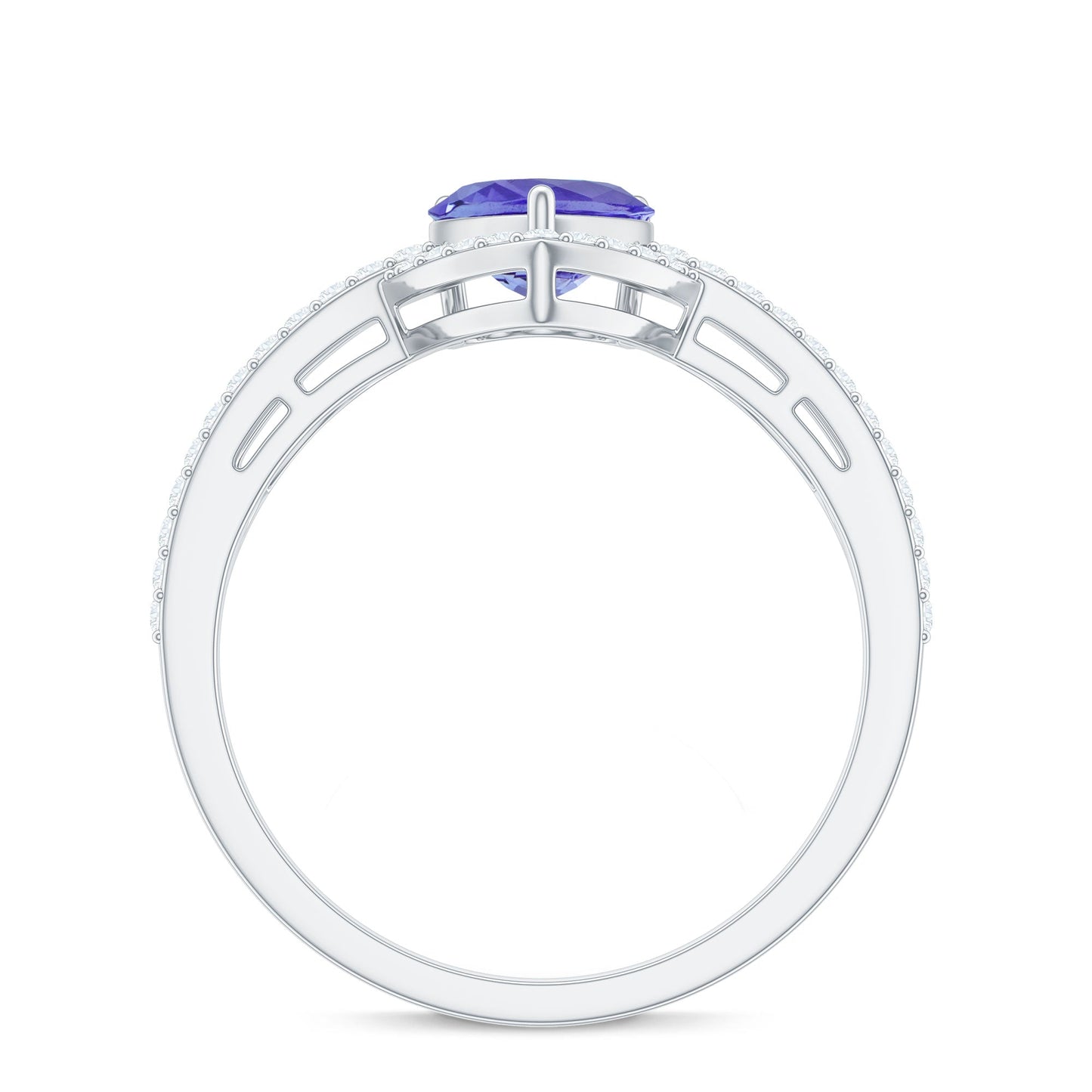Heart Shape Tanzanite and Diamond Designer Engagement Ring