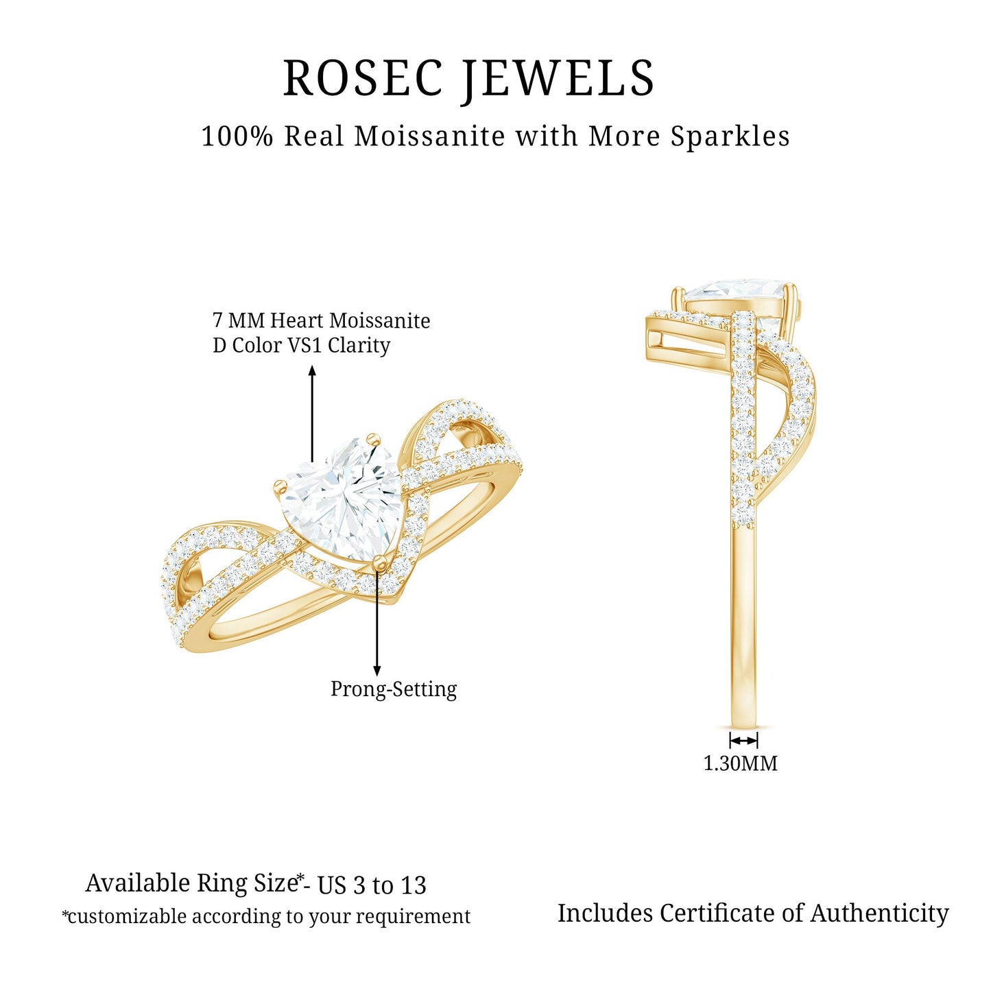Heart Shaped Moissanite Designer Engagement Ring