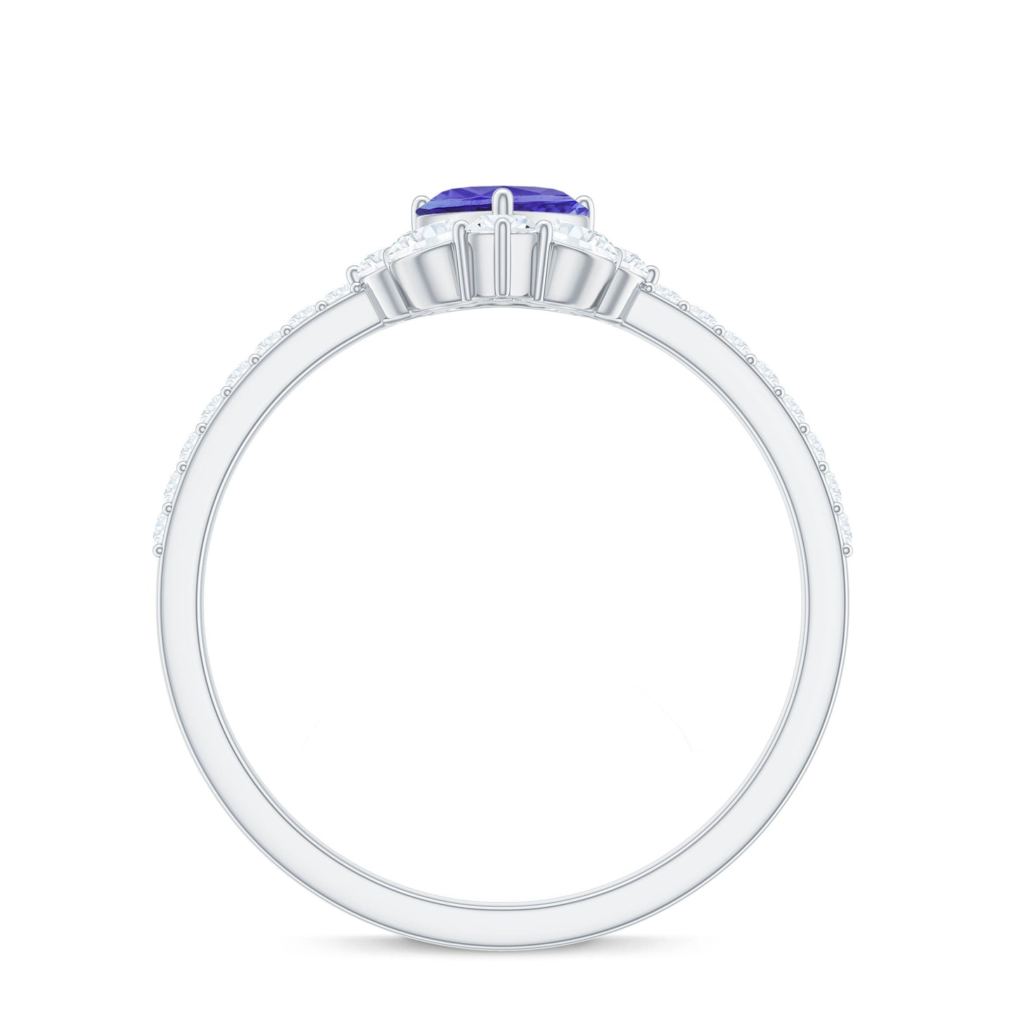 Natural Tanzanite Diamond Heart Promise Ring for Engagement