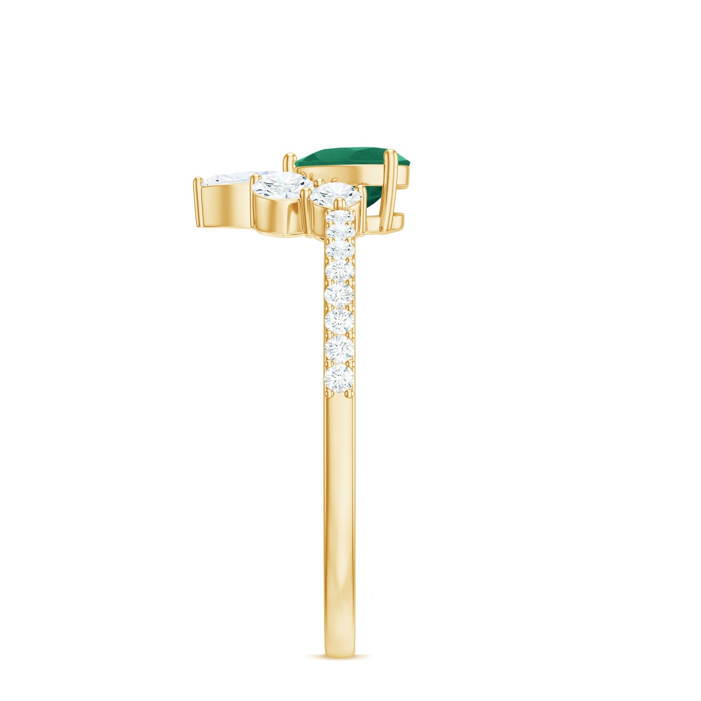 Natural Emerald Heart Promise Ring with Diamond