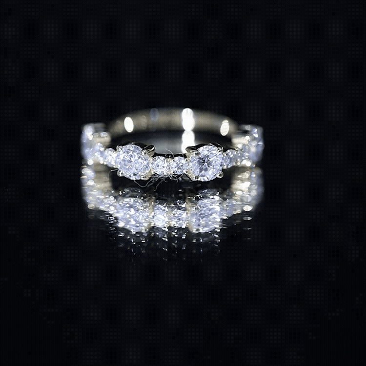 Round Moissanite Half Eternity Wedding Band