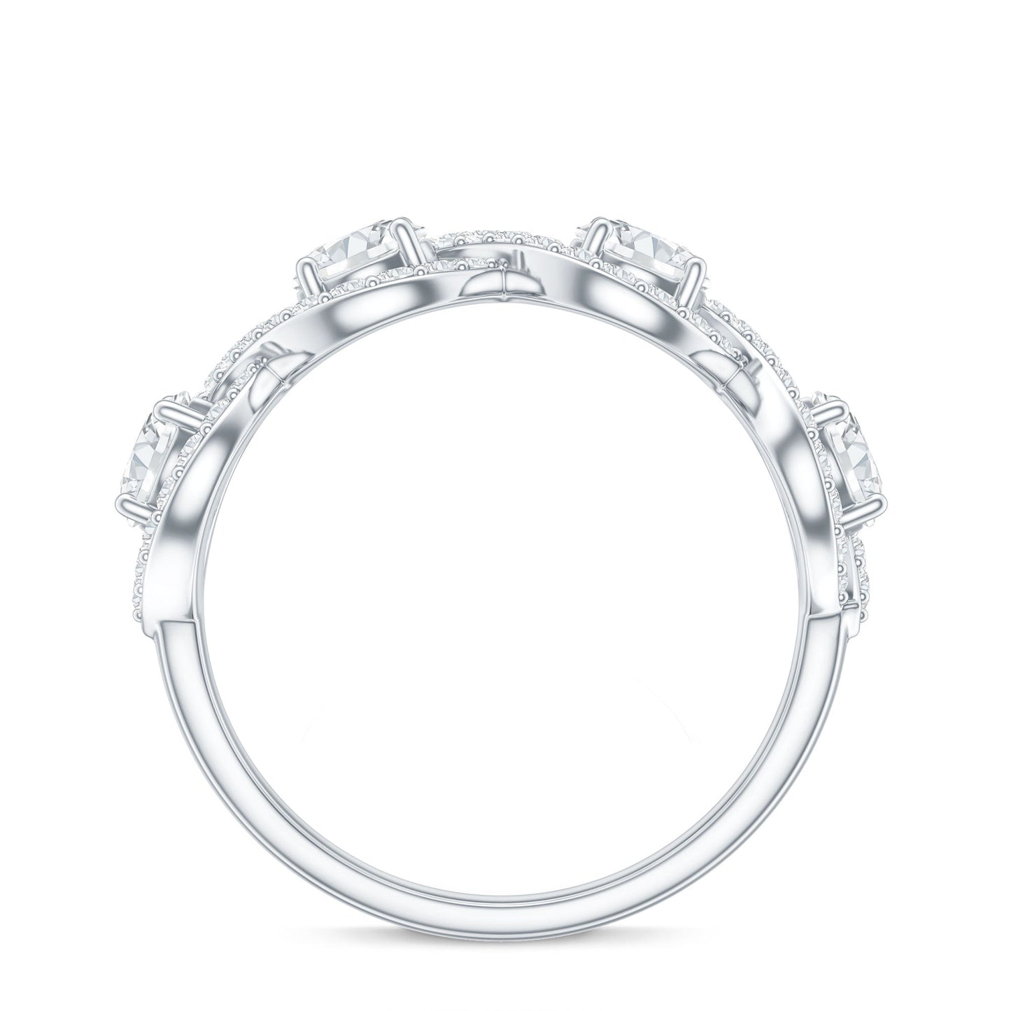 Round Moissanite Infinity Wedding Band Ring