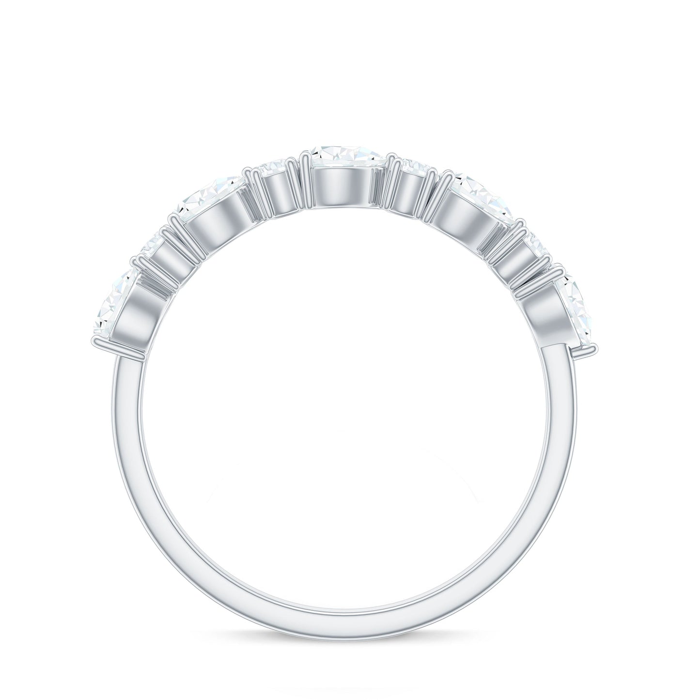 Certified Moissanite Half Eternity Stackable Ring for Women