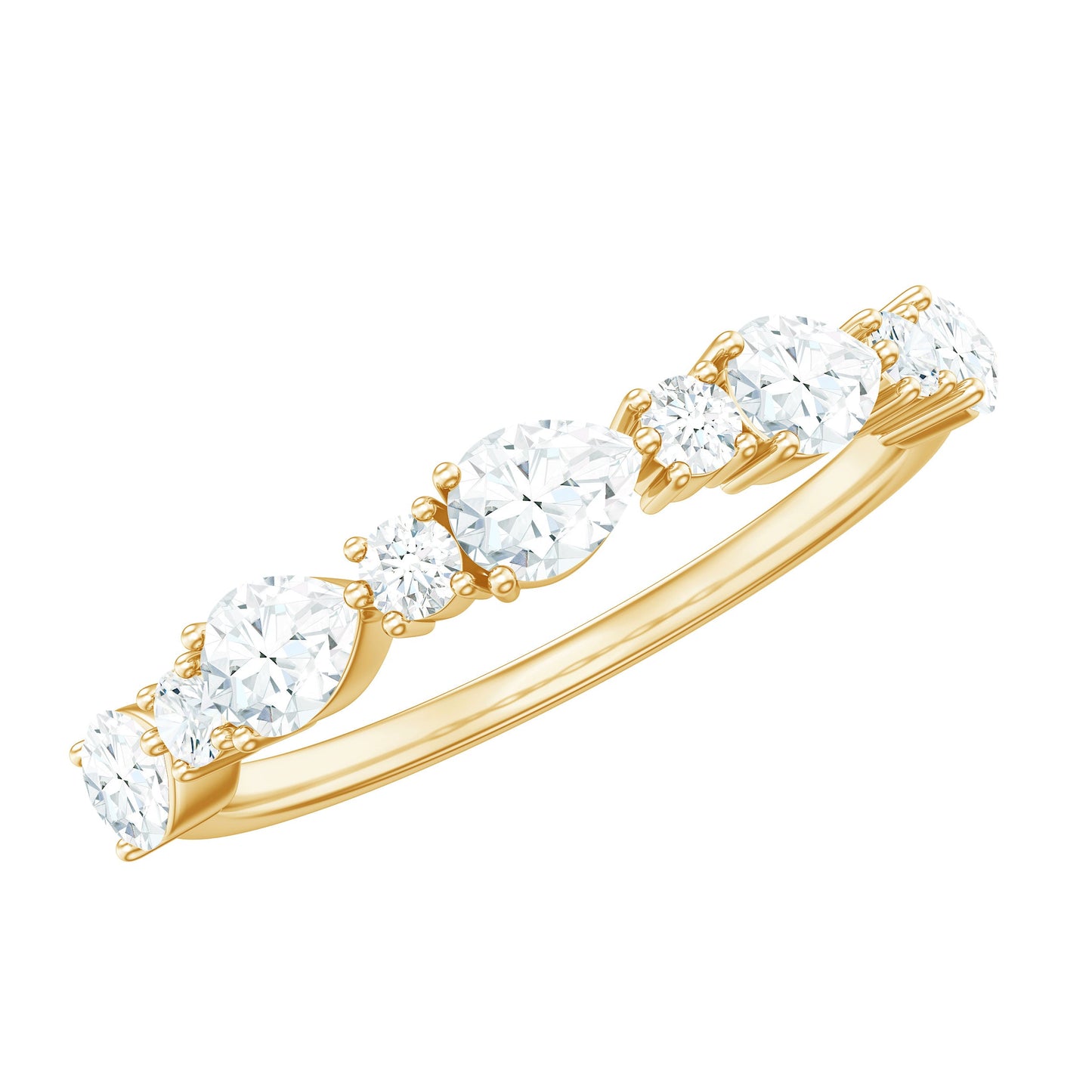 Certified Moissanite Half Eternity Stackable Ring for Women