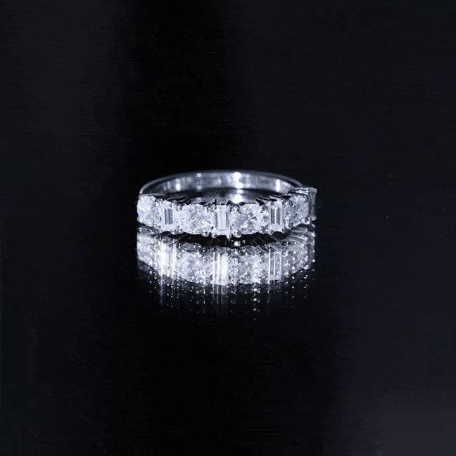 Certified Baguette and Oval Cut Moissanite Half Eternity Band