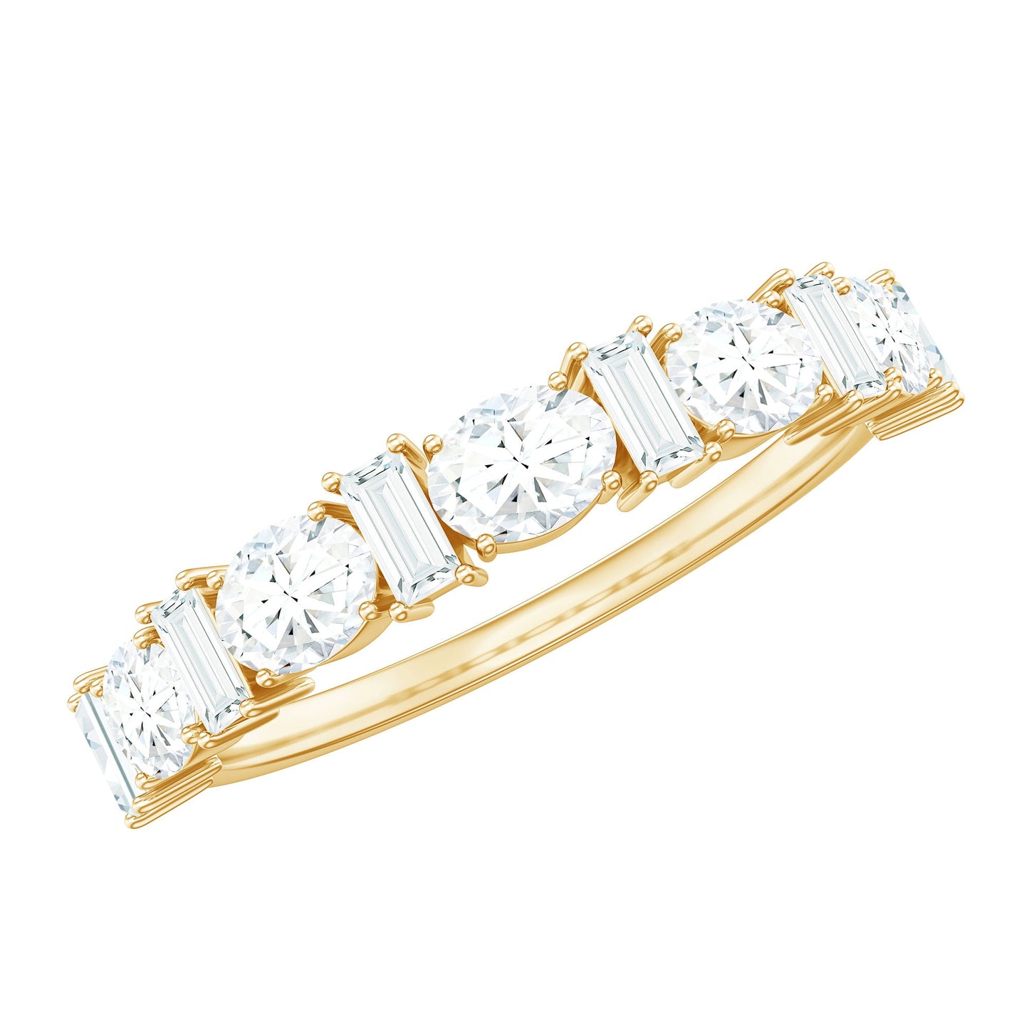 Certified Baguette and Oval Cut Moissanite Half Eternity Band
