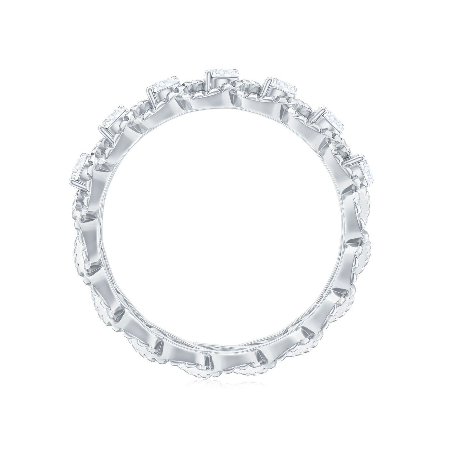 Round Moissanite Twisted Half Eternity Wedding Band