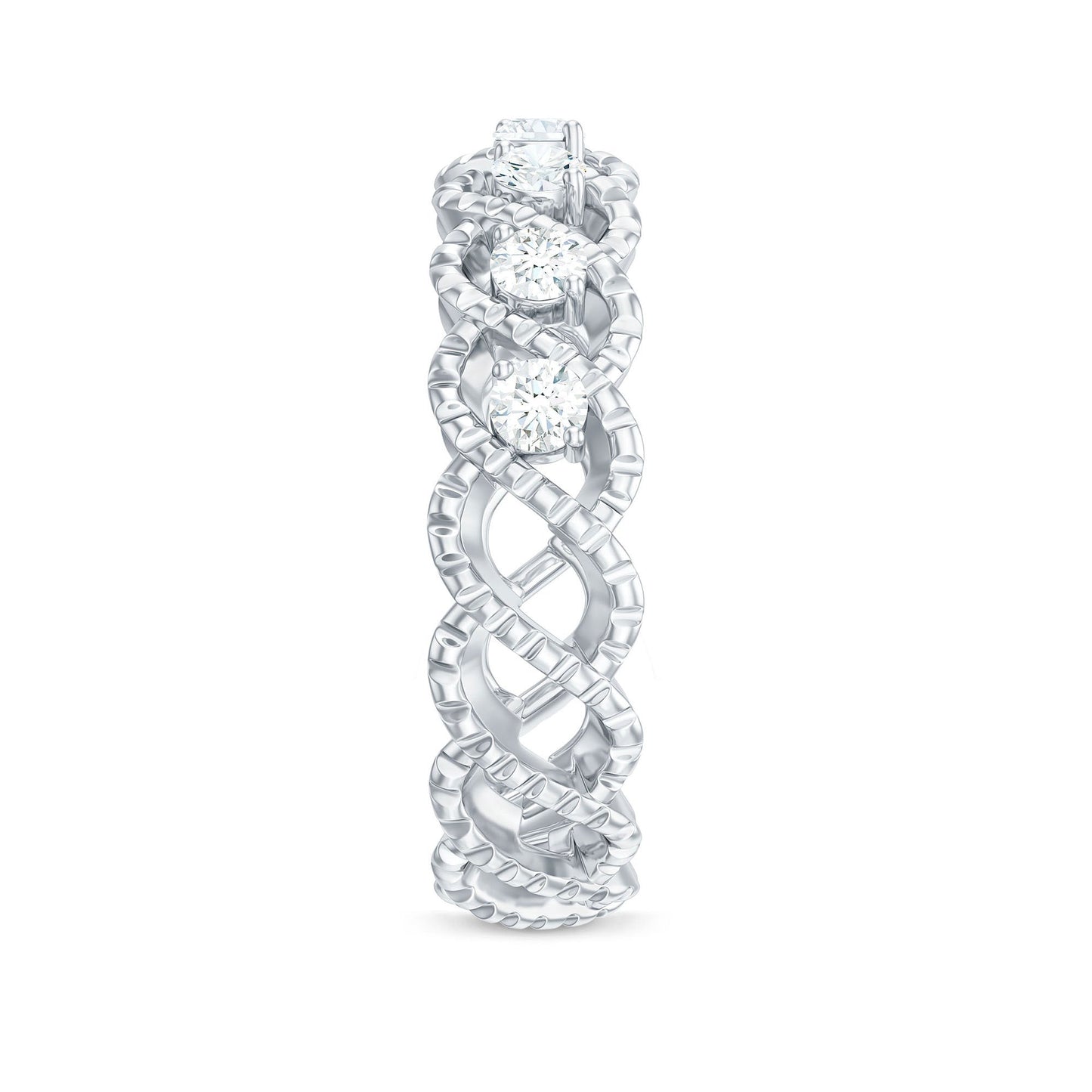Round Moissanite Twisted Half Eternity Wedding Band