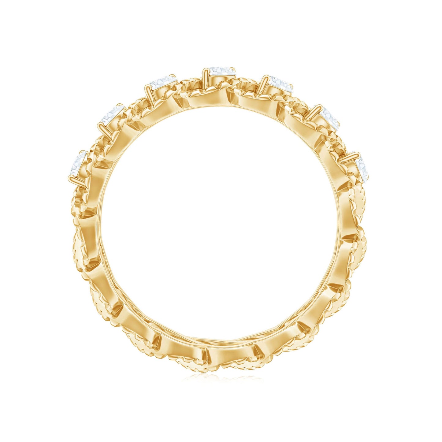 Round Moissanite Twisted Half Eternity Wedding Band