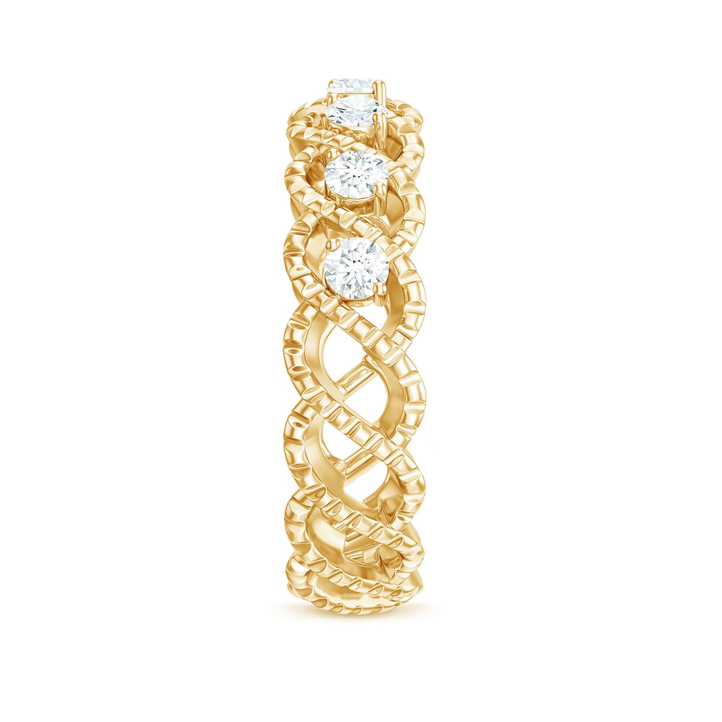 Round Moissanite Twisted Half Eternity Wedding Band