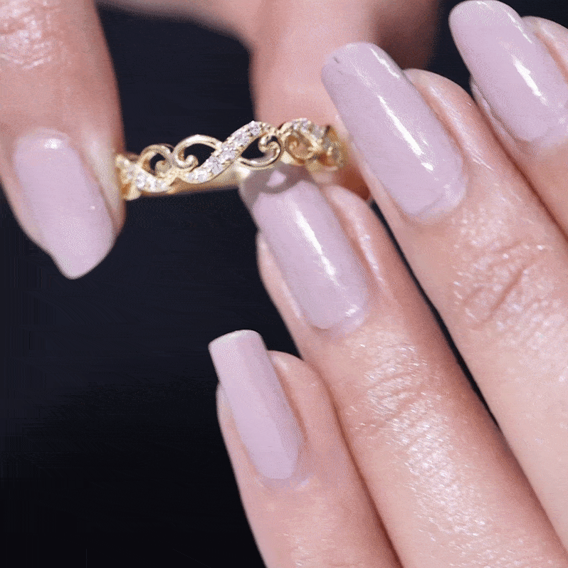 Vintage Inspired Moissanite Infinity Wedding Band Ring