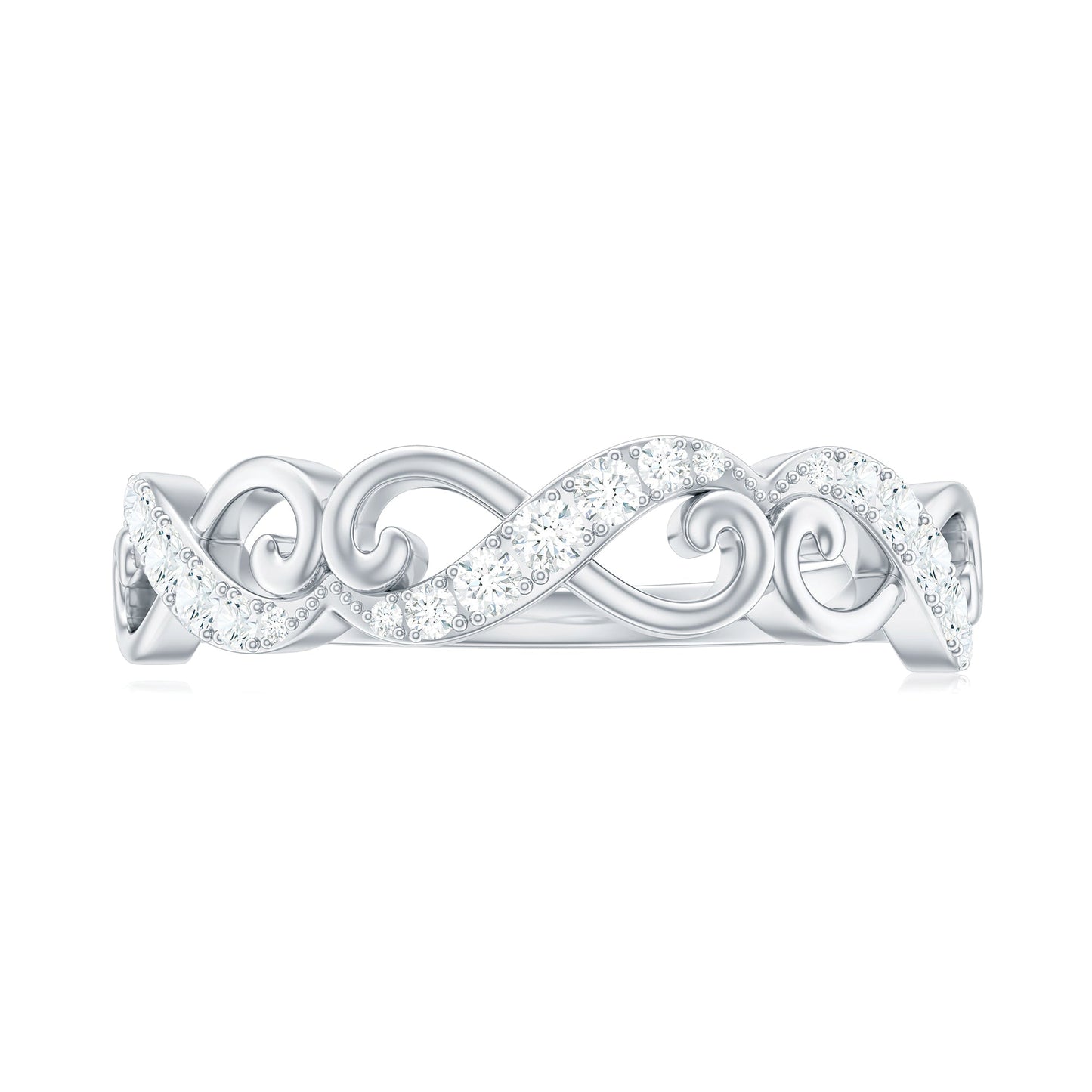 Vintage Inspired Moissanite Infinity Wedding Band Ring