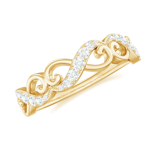 Vintage Inspired Moissanite Infinity Wedding Band Ring