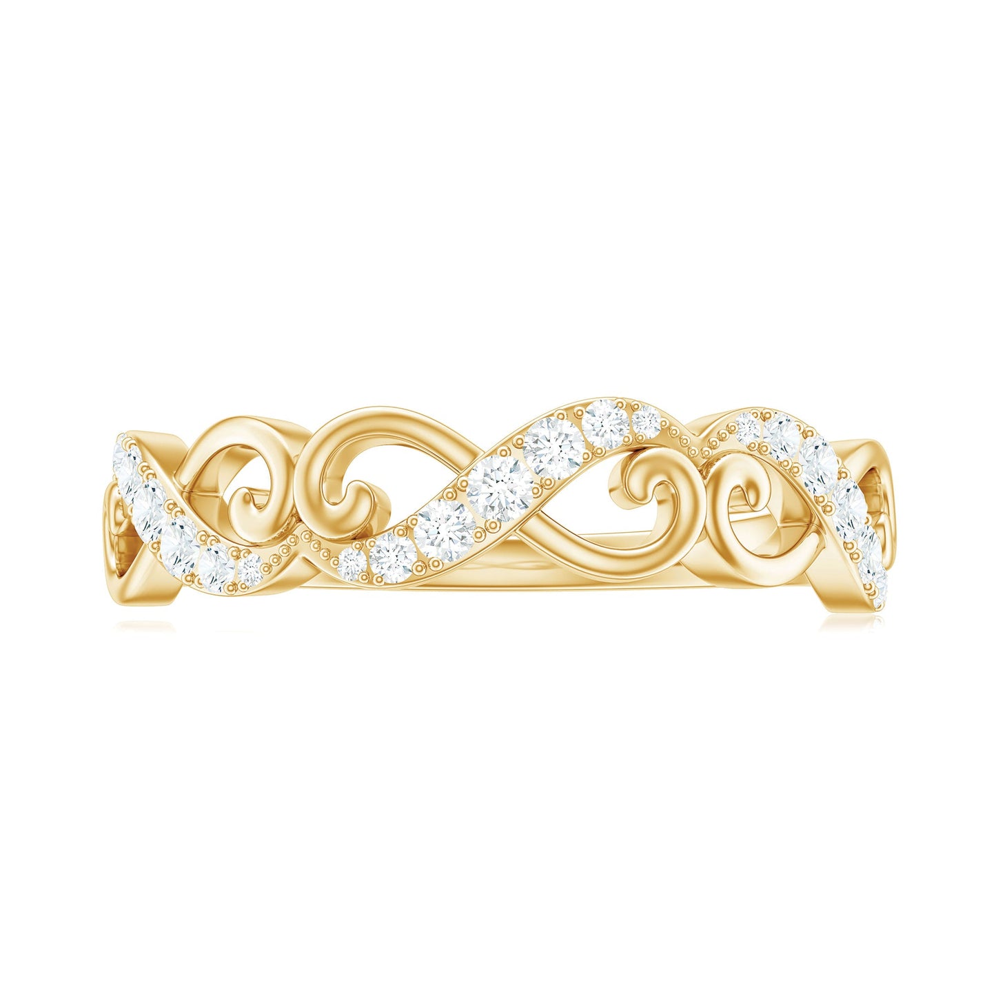Vintage Inspired Moissanite Infinity Wedding Band Ring