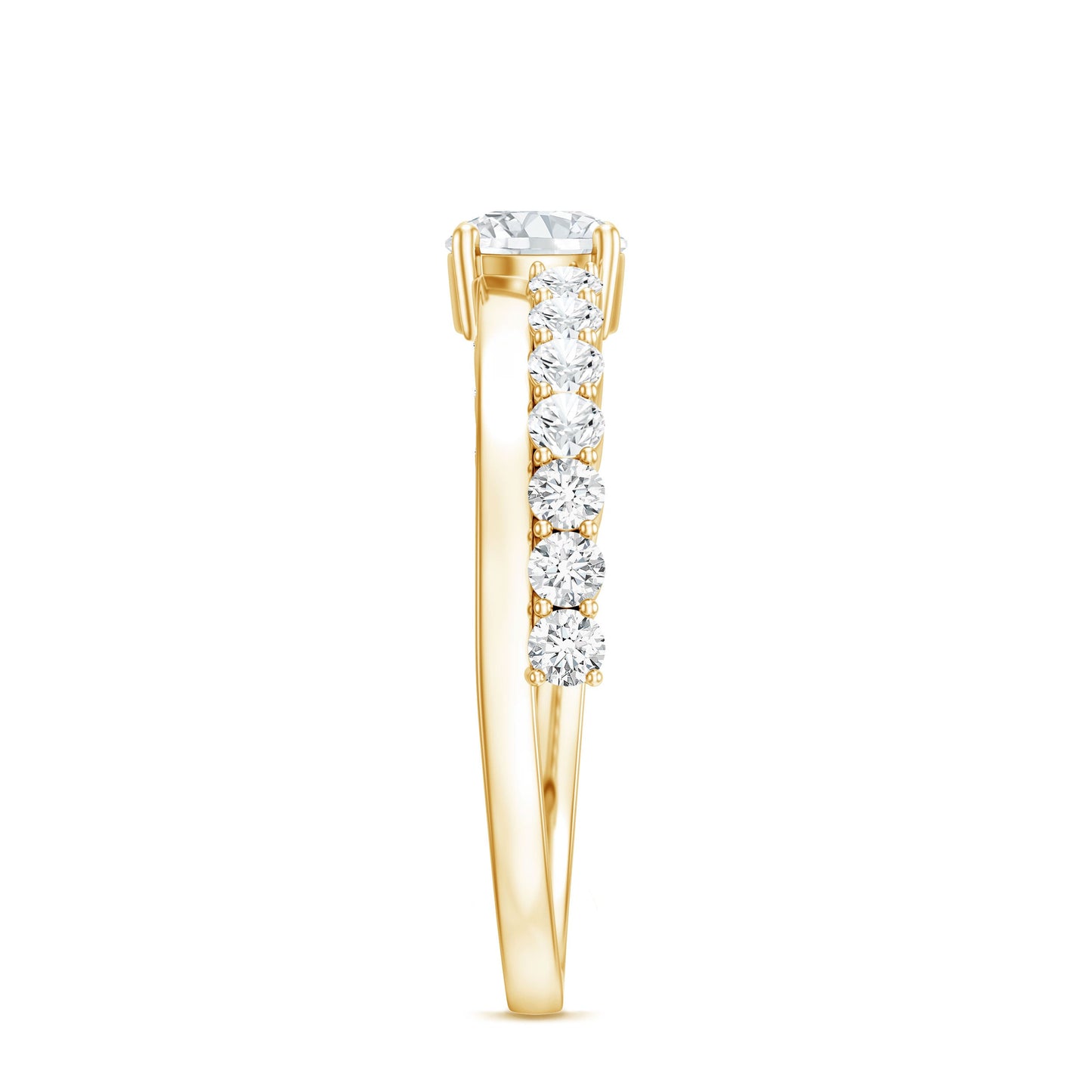 Round Cut Moissanite Engagement Ring with Side Stones