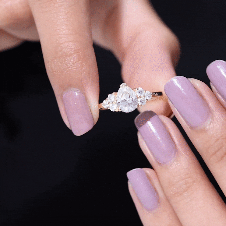 Certified 1.3 Carat Moissanite Pear Engagement Ring with Trio