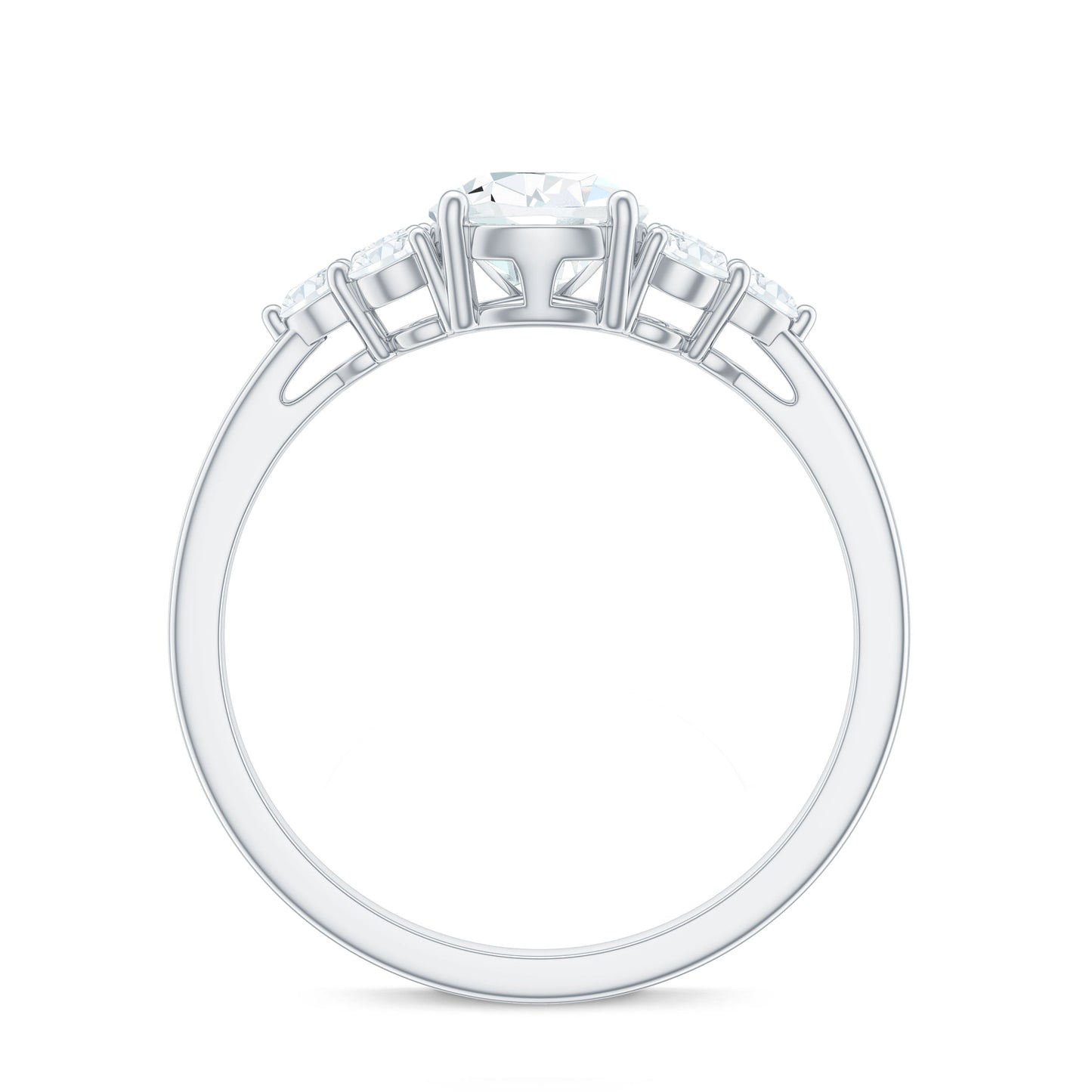 Certified 1.3 Carat Moissanite Pear Engagement Ring with Trio