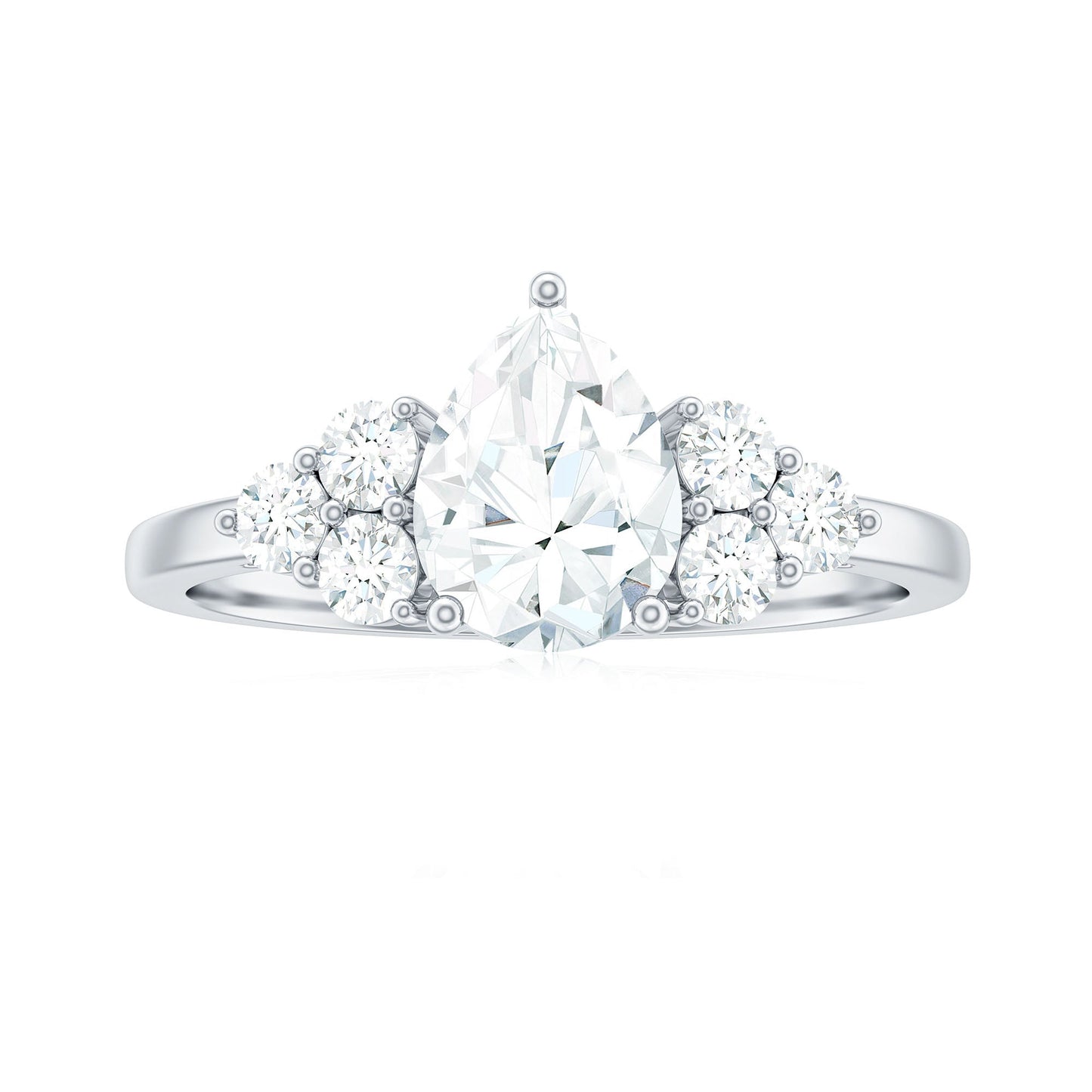Certified 1.3 Carat Moissanite Pear Engagement Ring with Trio