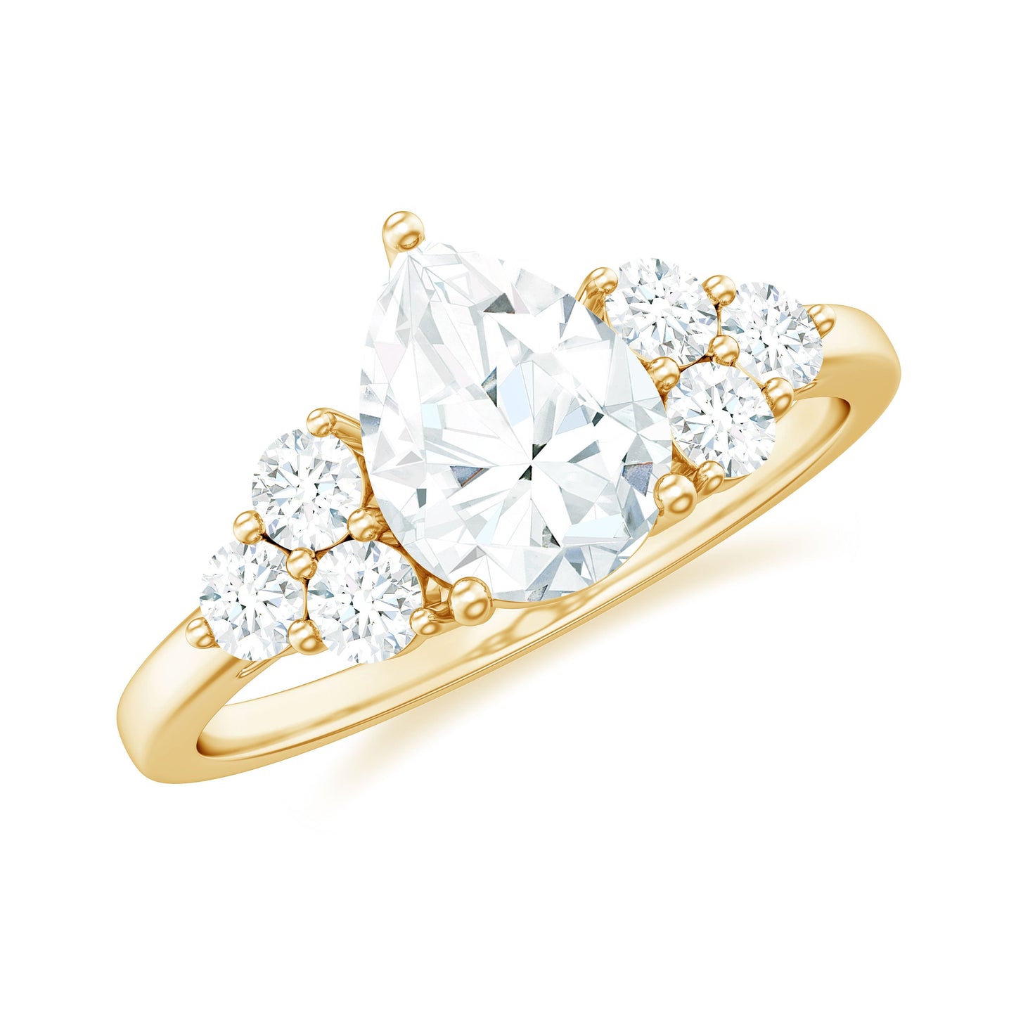 Certified 1.3 Carat Moissanite Pear Engagement Ring with Trio