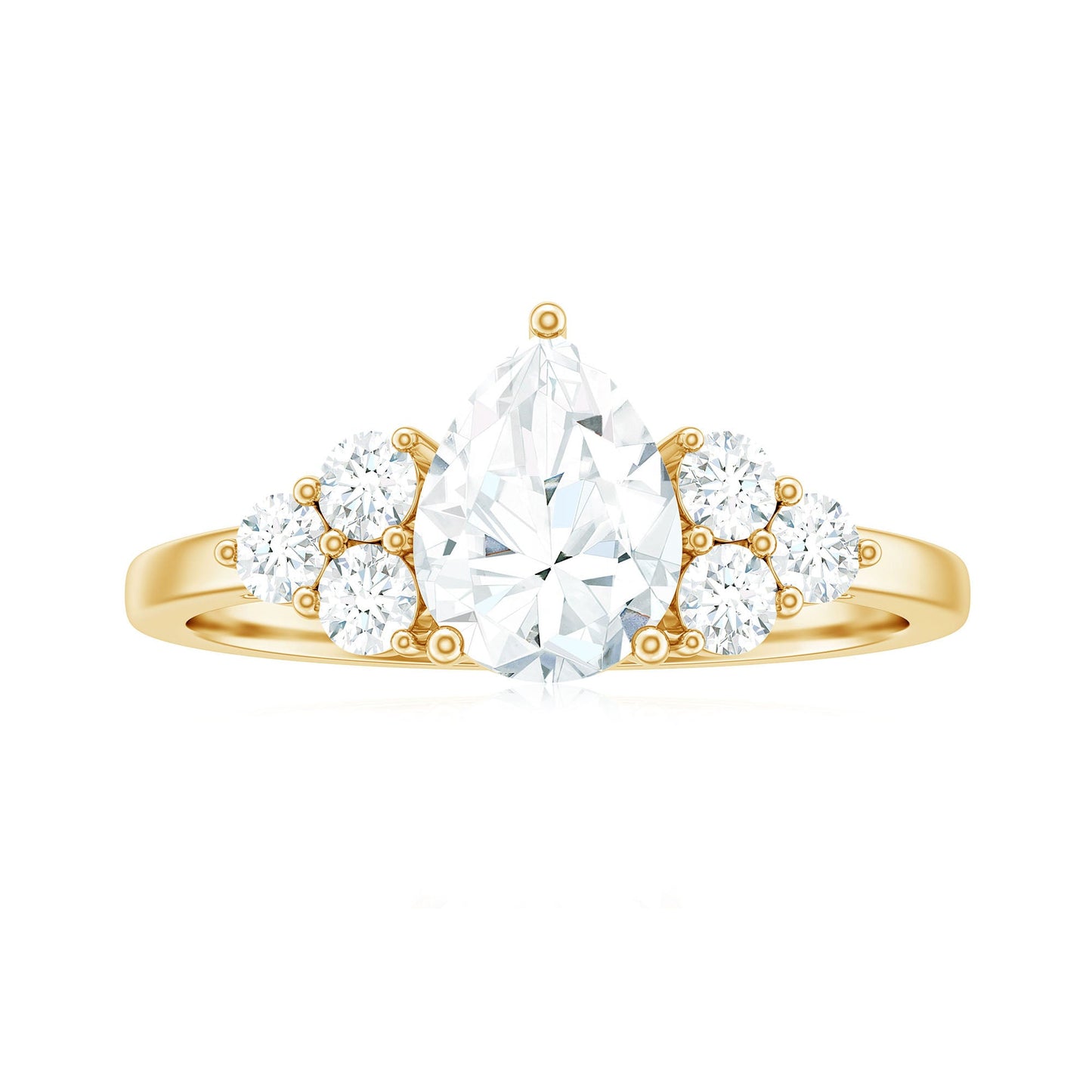 Certified 1.3 Carat Moissanite Pear Engagement Ring with Trio