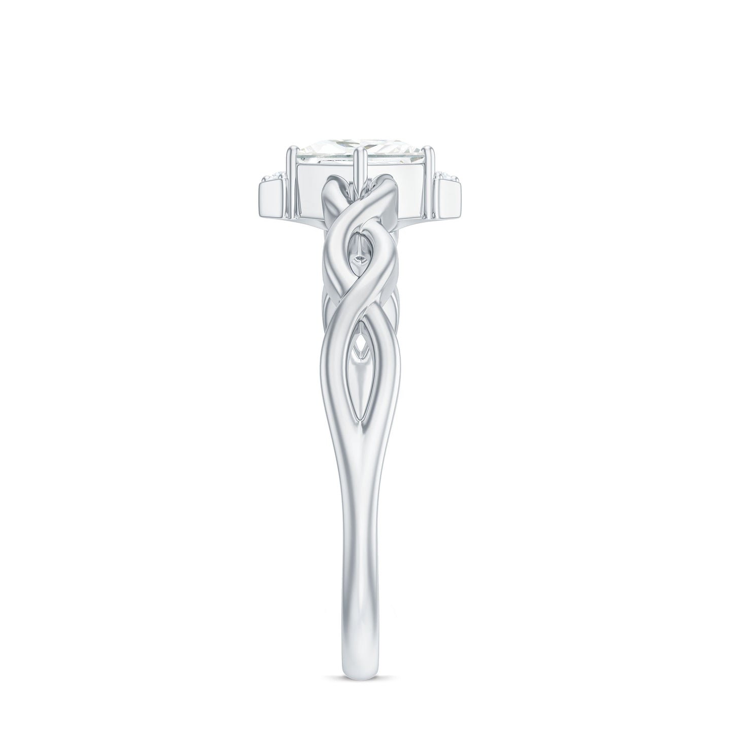 Princess Cut Moissanite Infinity Promise Ring with Half Halo