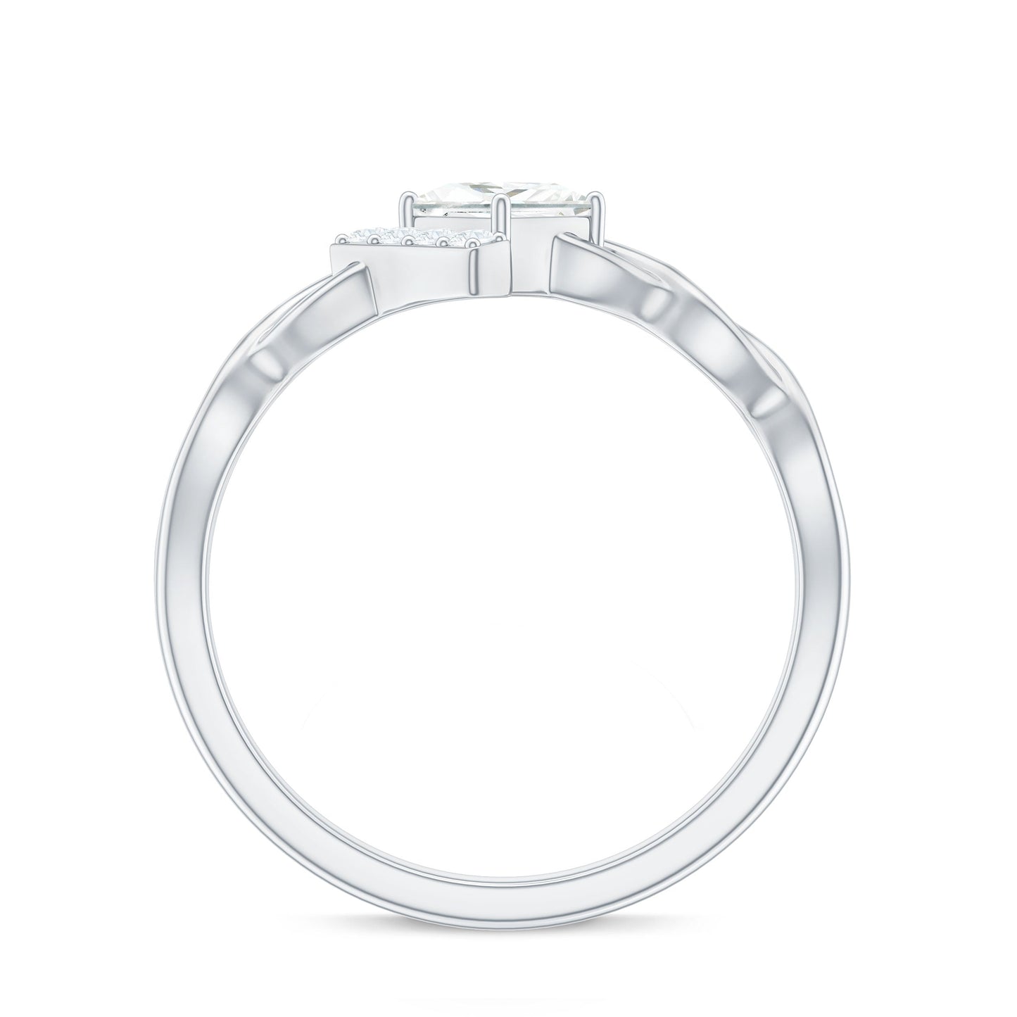 Princess Cut Moissanite Infinity Promise Ring with Half Halo