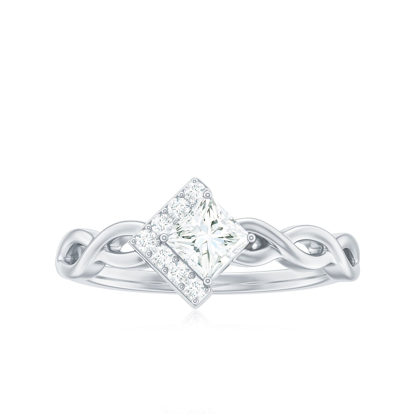 Princess Cut Moissanite Infinity Promise Ring with Half Halo