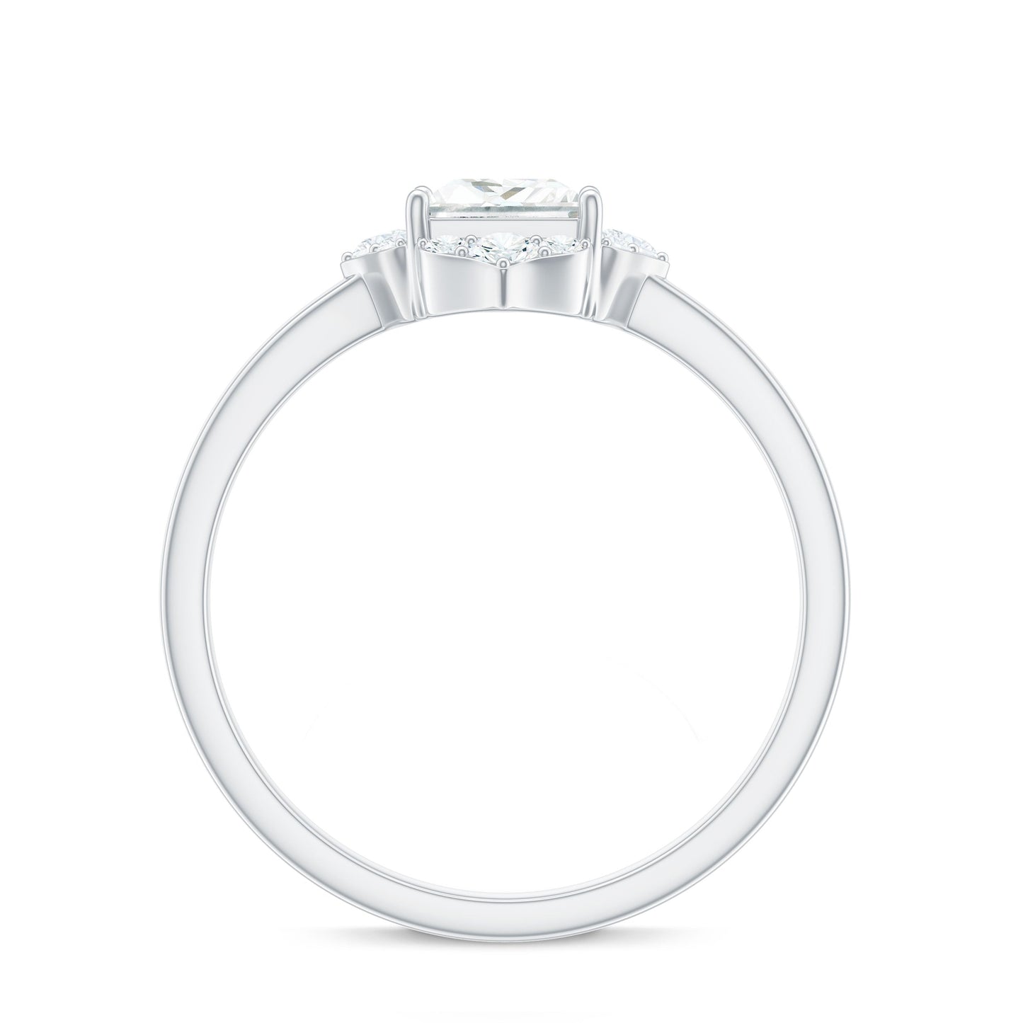 Princess Cut Moissanite Floral Engagement Ring for Women