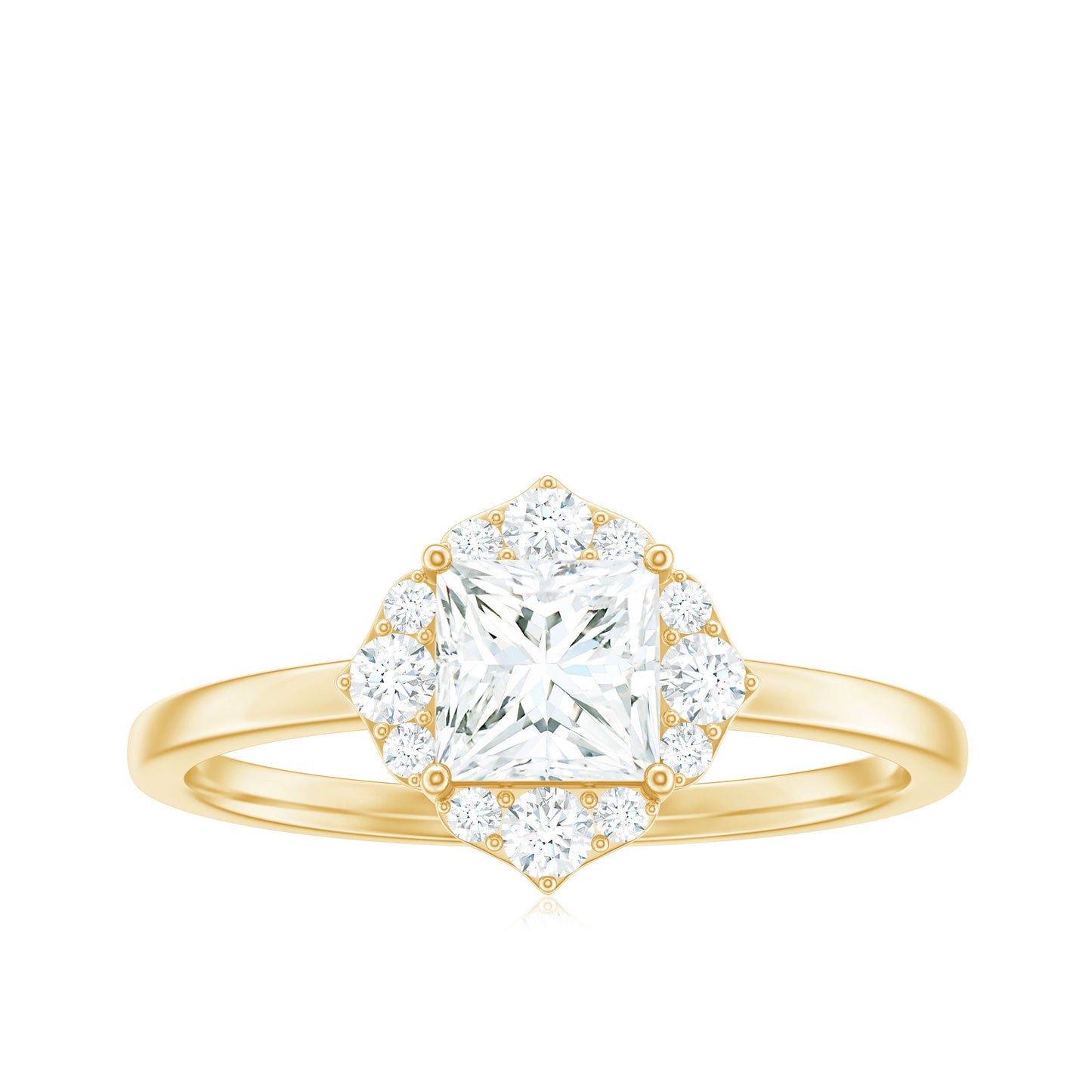 Princess Cut Moissanite Floral Engagement Ring for Women