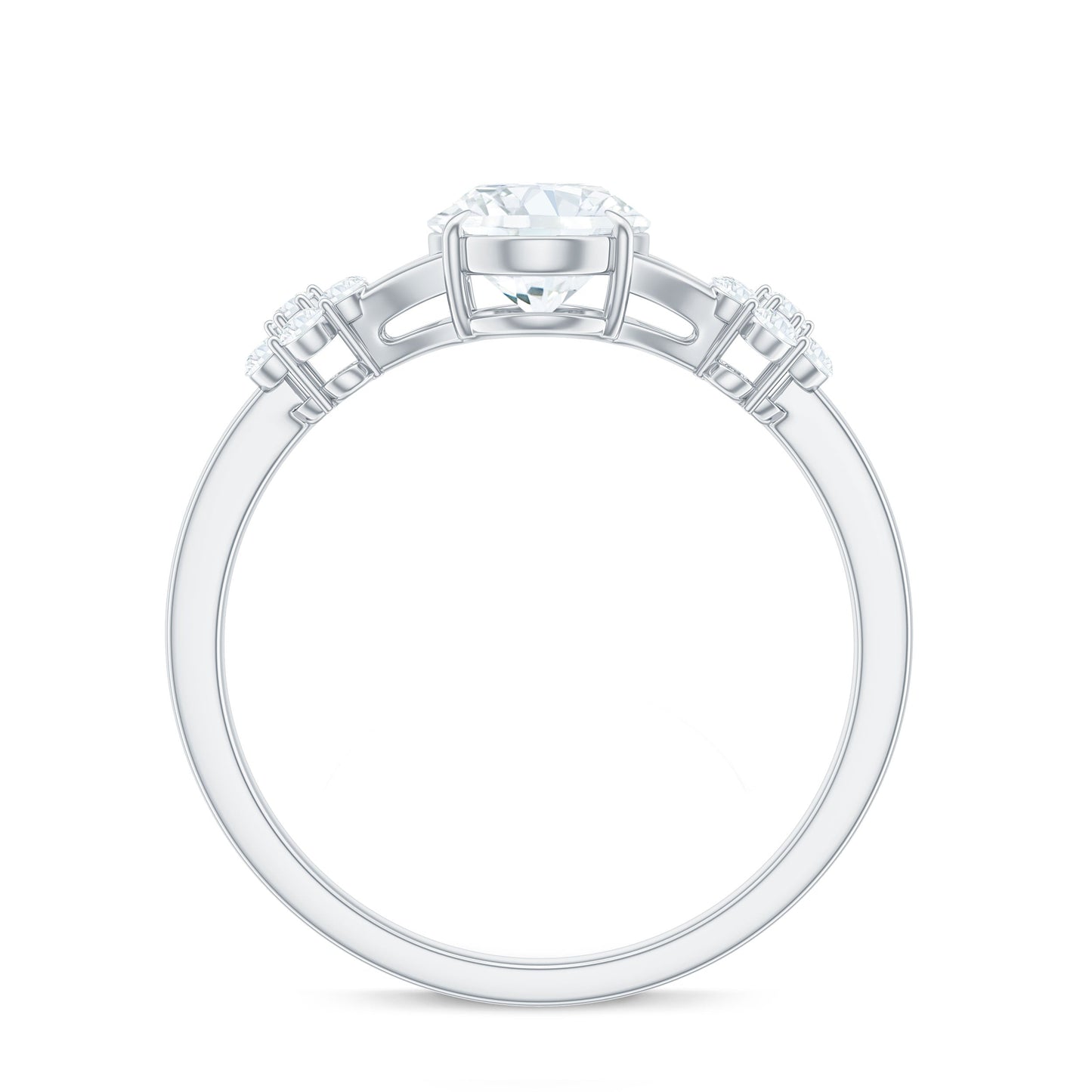 Oval Cut Moissanite Flower Engagement Ring in Split Shank