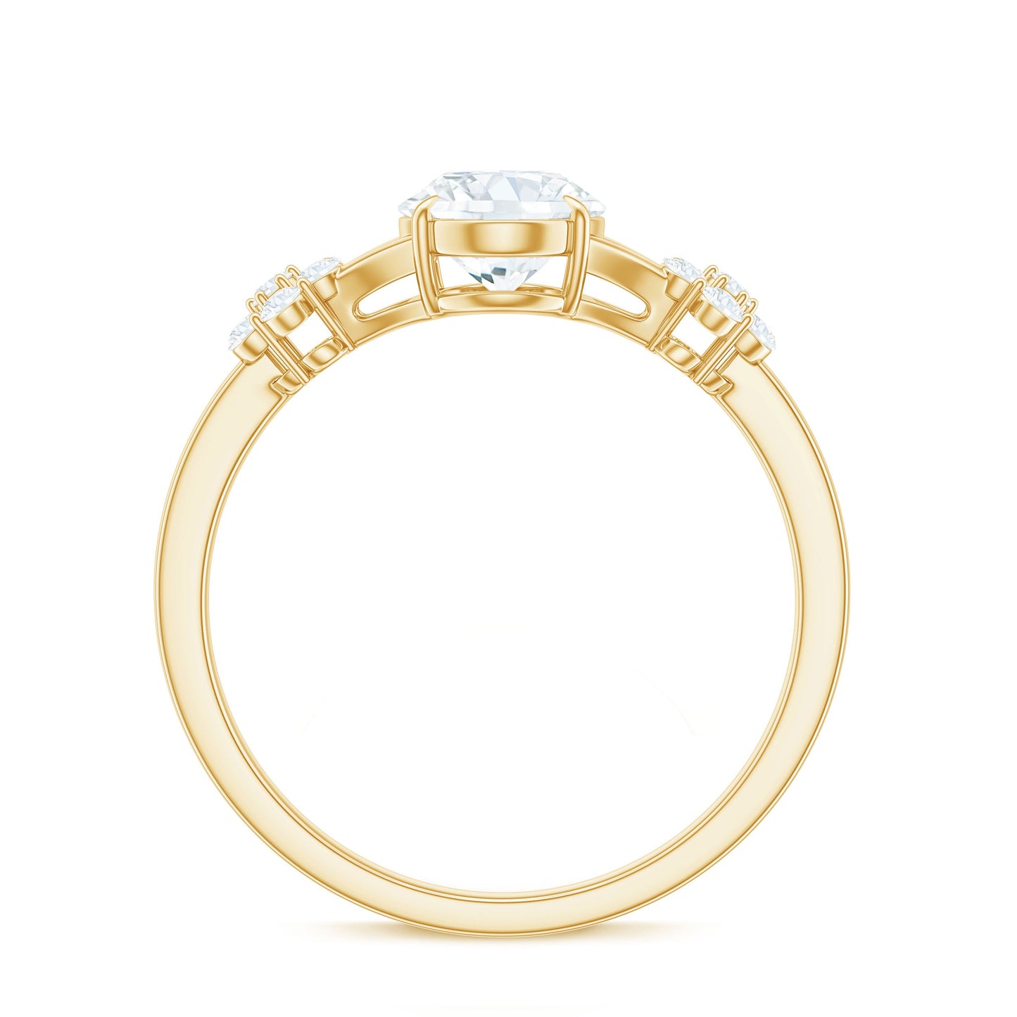 Oval Cut Moissanite Flower Engagement Ring in Split Shank