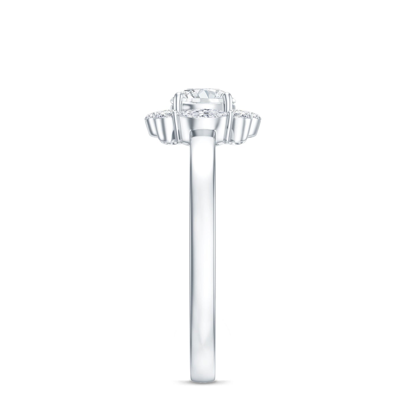 Round Moissanite Halo Engagement Ring for Women
