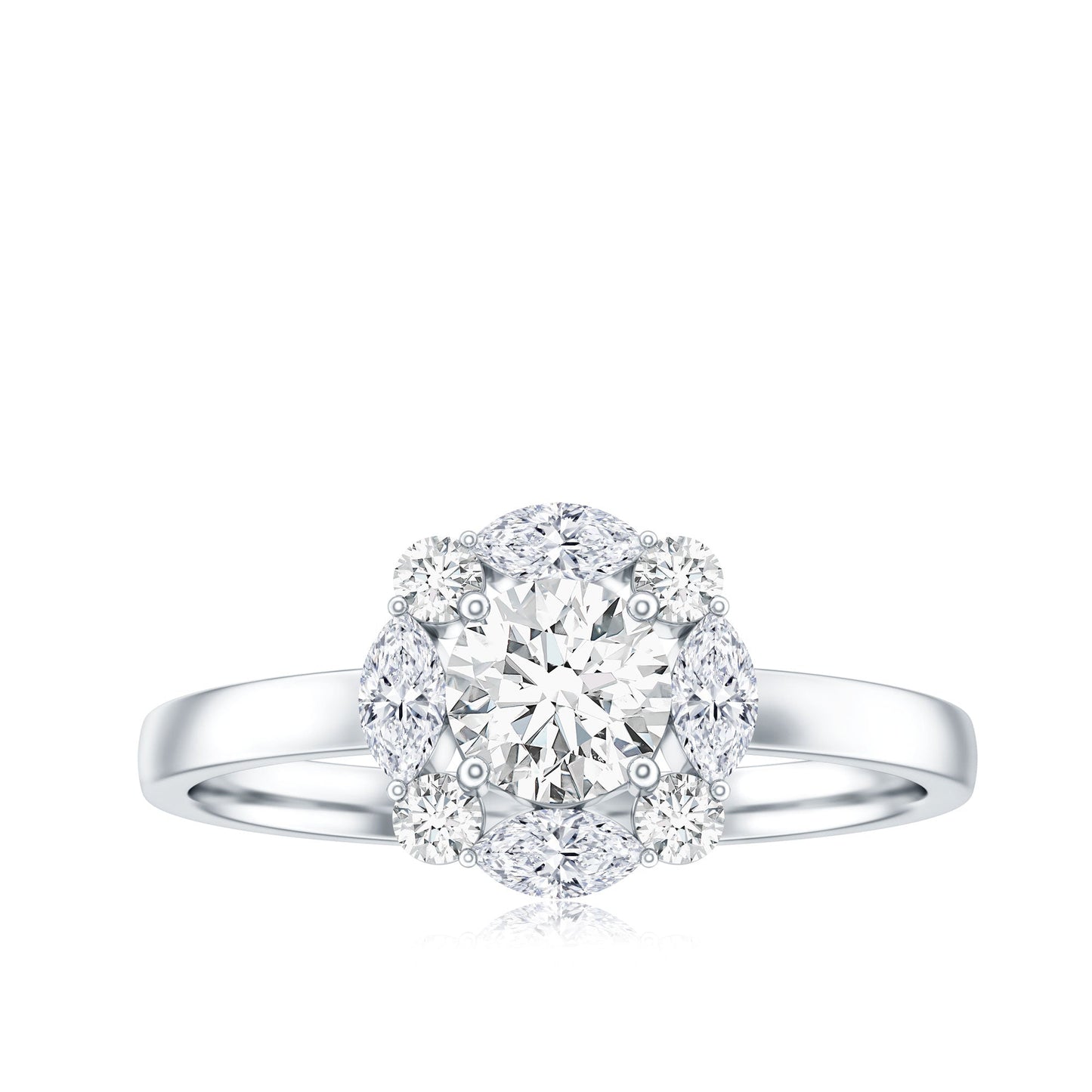 Round Moissanite Halo Engagement Ring for Women