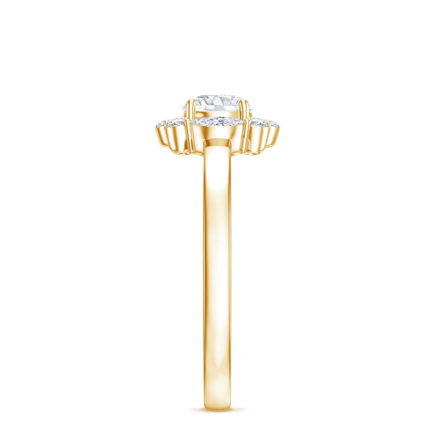 Round Moissanite Halo Engagement Ring for Women