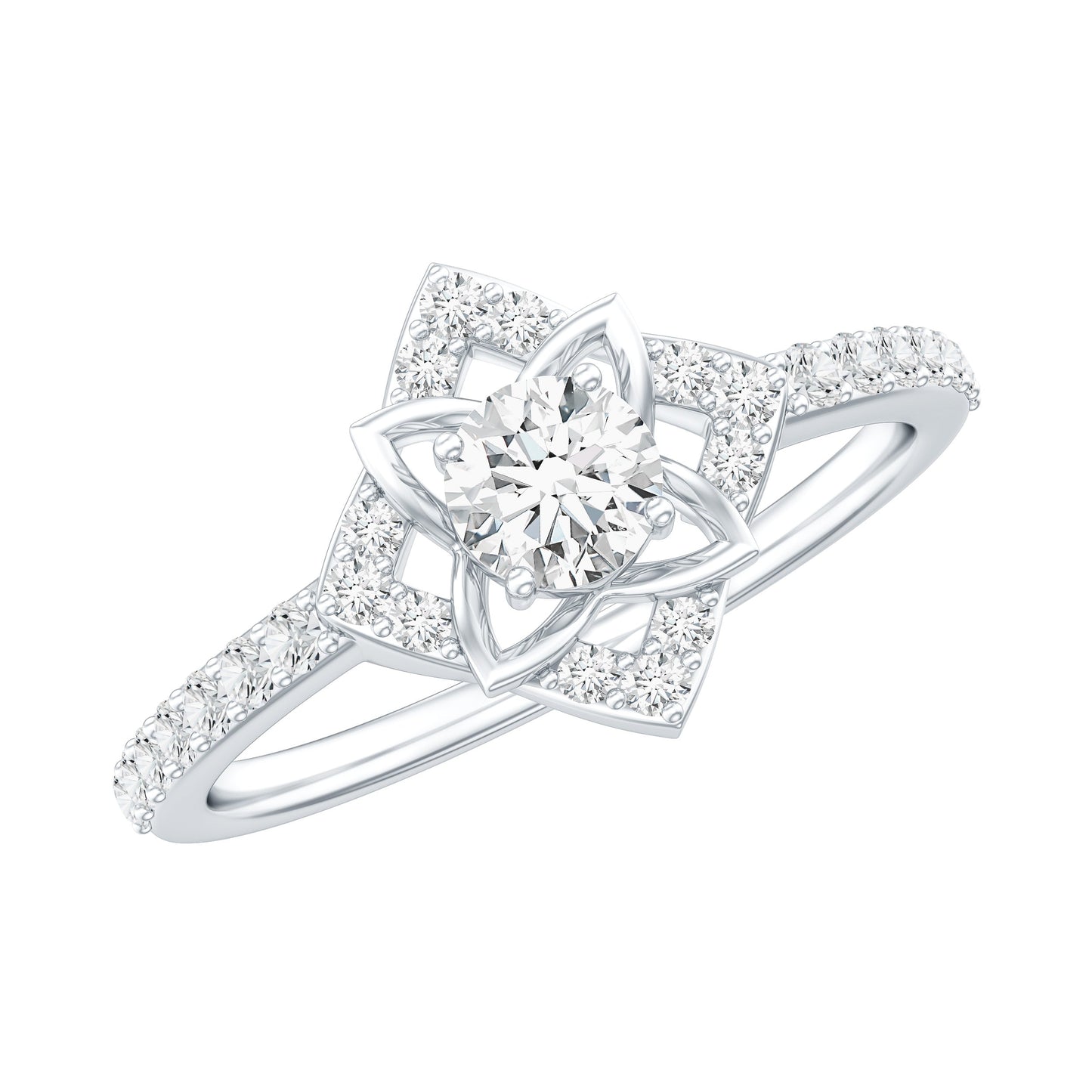 Certified Moissanite Floral Engagement Ring For Her