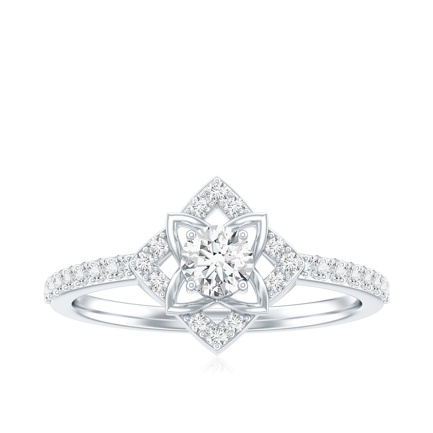 Certified Moissanite Floral Engagement Ring For Her