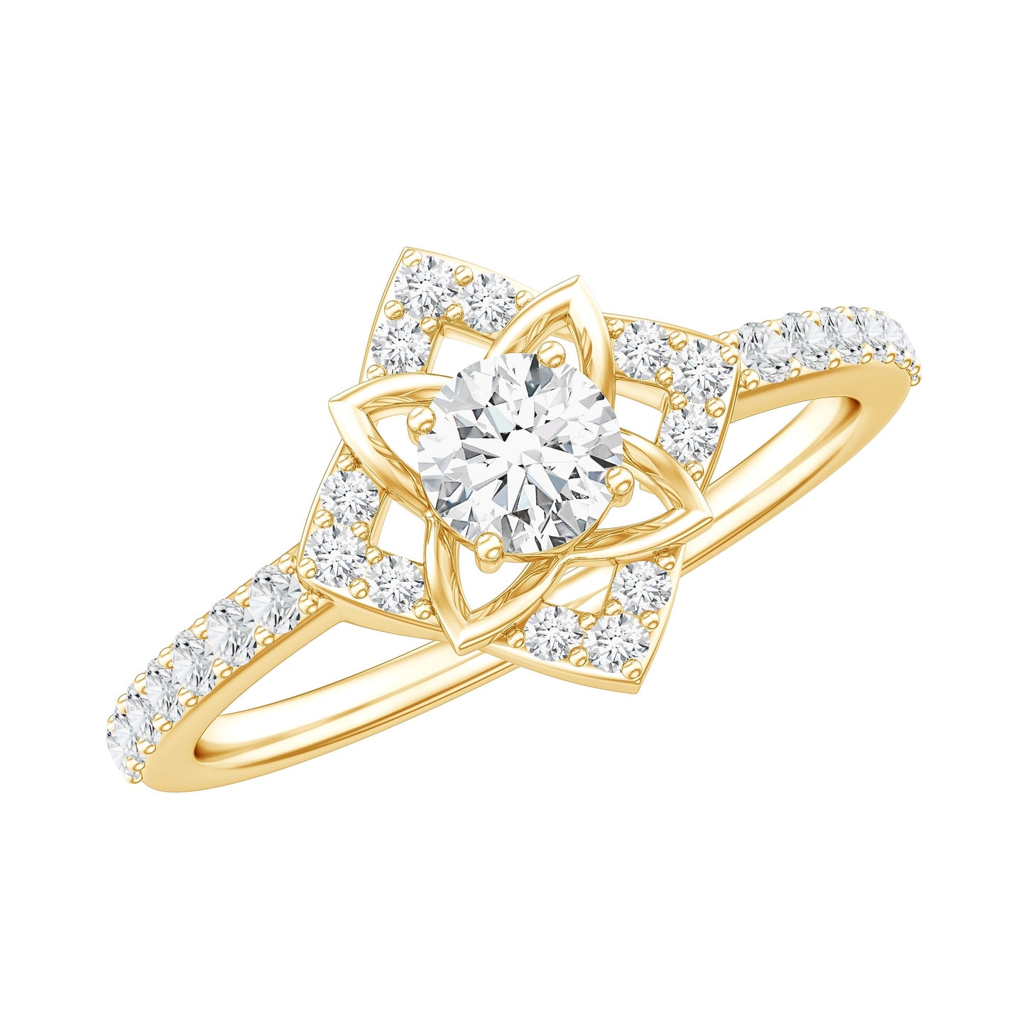 Certified Moissanite Floral Engagement Ring For Her