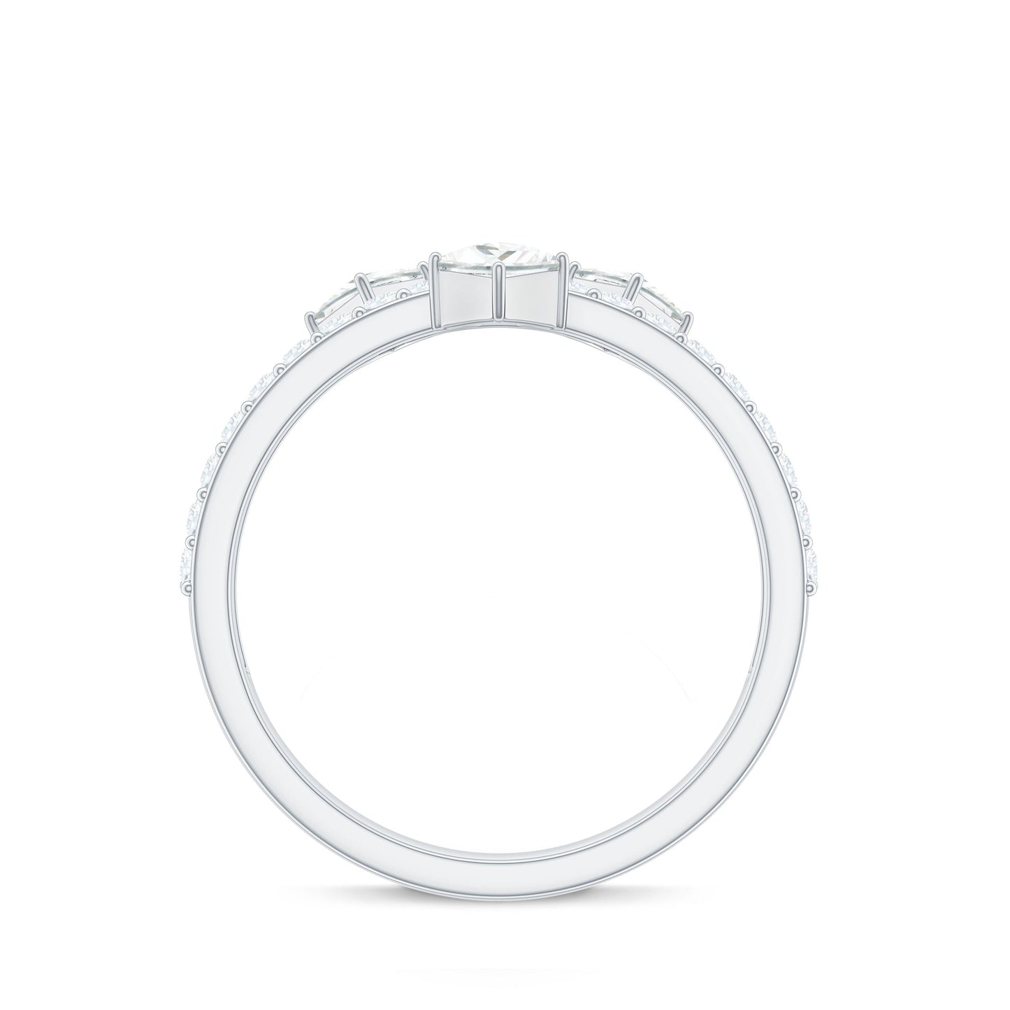 Princess and Round Cut Moissanite Designer Wedding Band