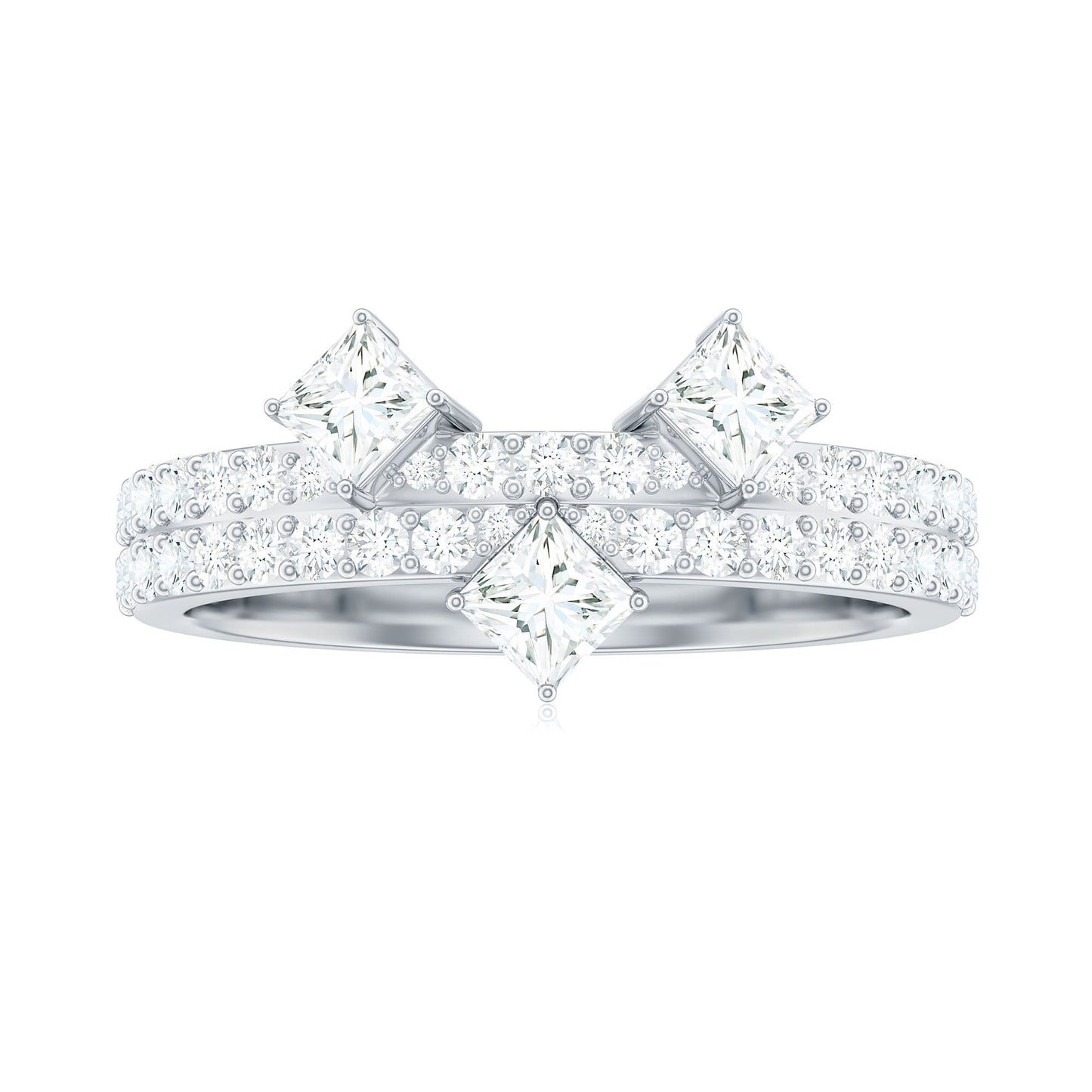 Princess and Round Cut Moissanite Designer Wedding Band
