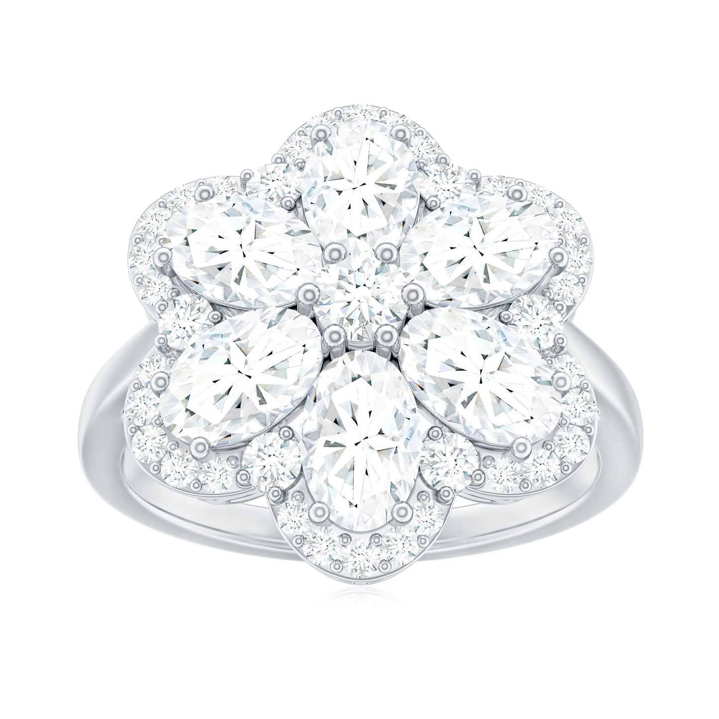 Certified Moissanite Huge Flower Engagement Ring