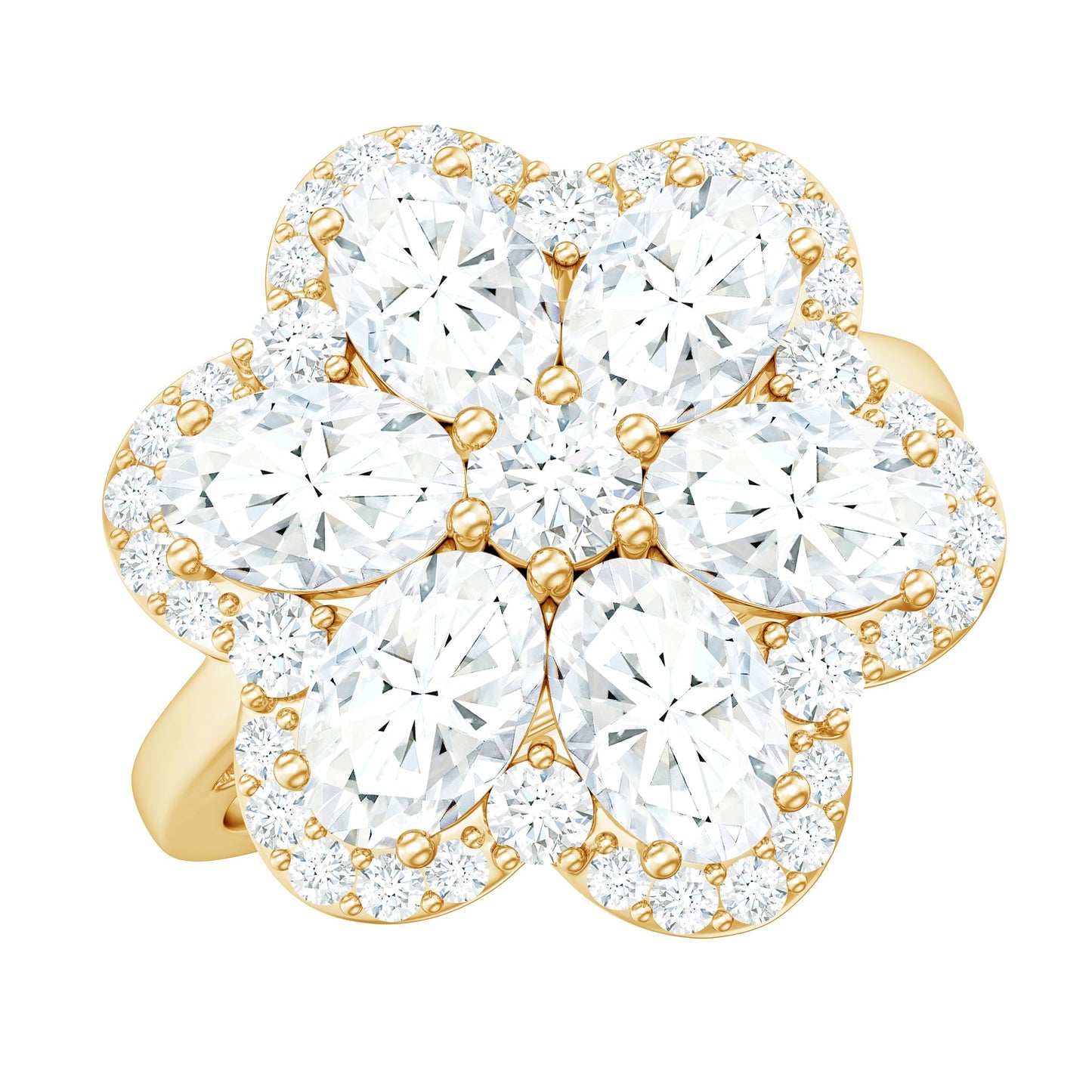 Certified Moissanite Huge Flower Engagement Ring