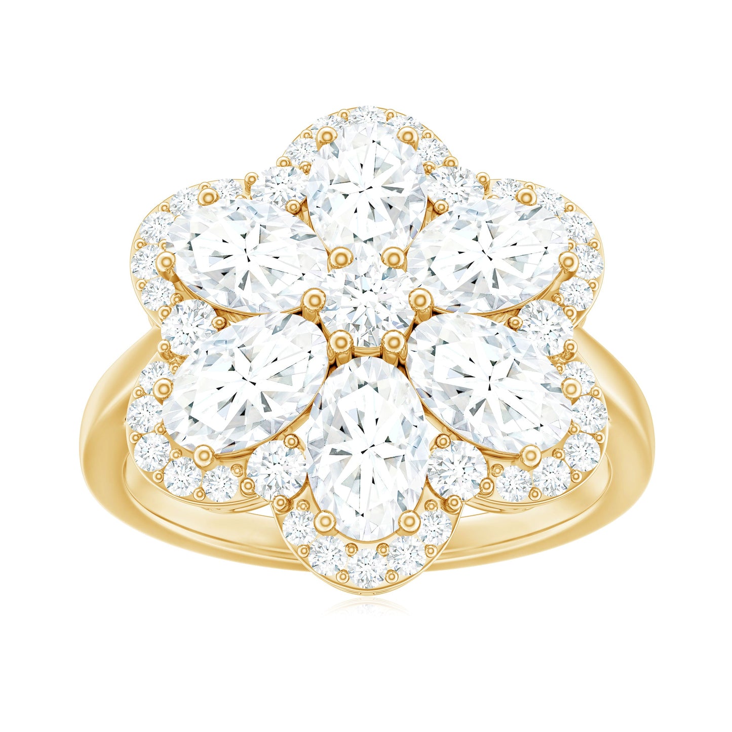 Certified Moissanite Huge Flower Engagement Ring